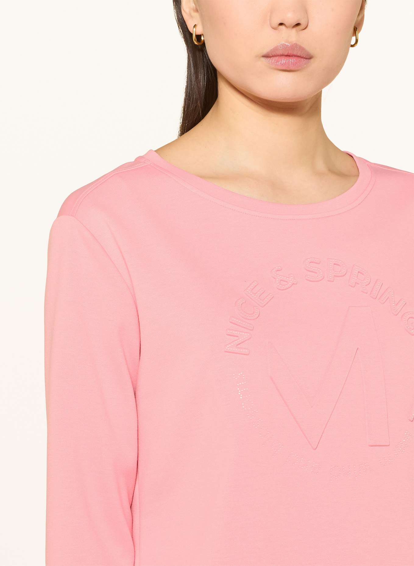 monari Long-sleeved shirt with 3/4 sleeves and gemstones: PINK