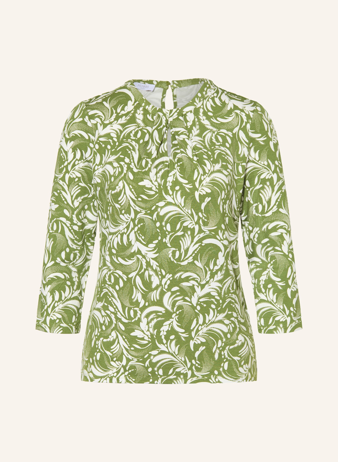 HOBBS Blusenshirt JULIA mit 3/4-Arm: GRÜN / WEISS