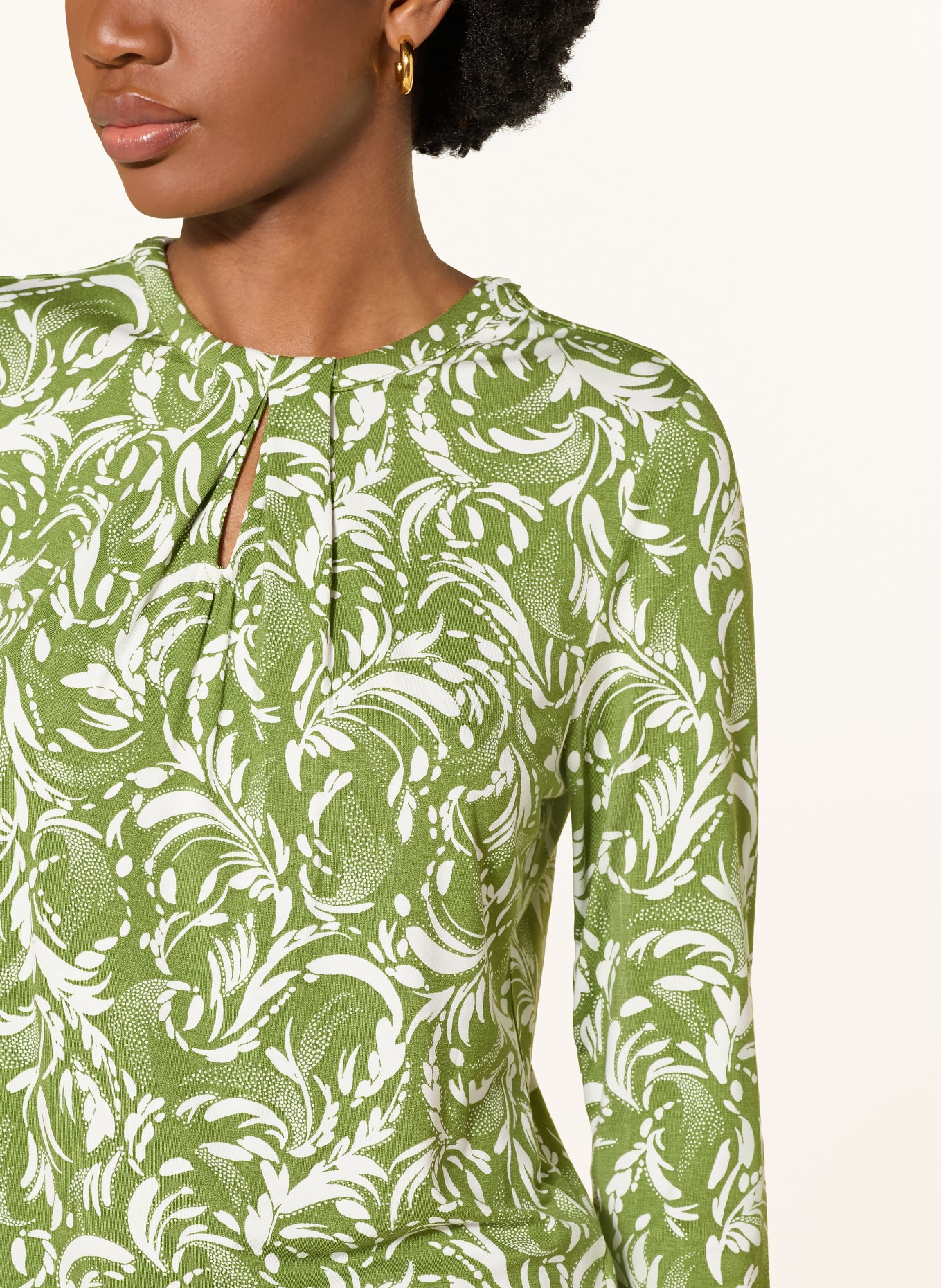 HOBBS Blusenshirt JULIA mit 3/4-Arm: GRÜN / WEISS