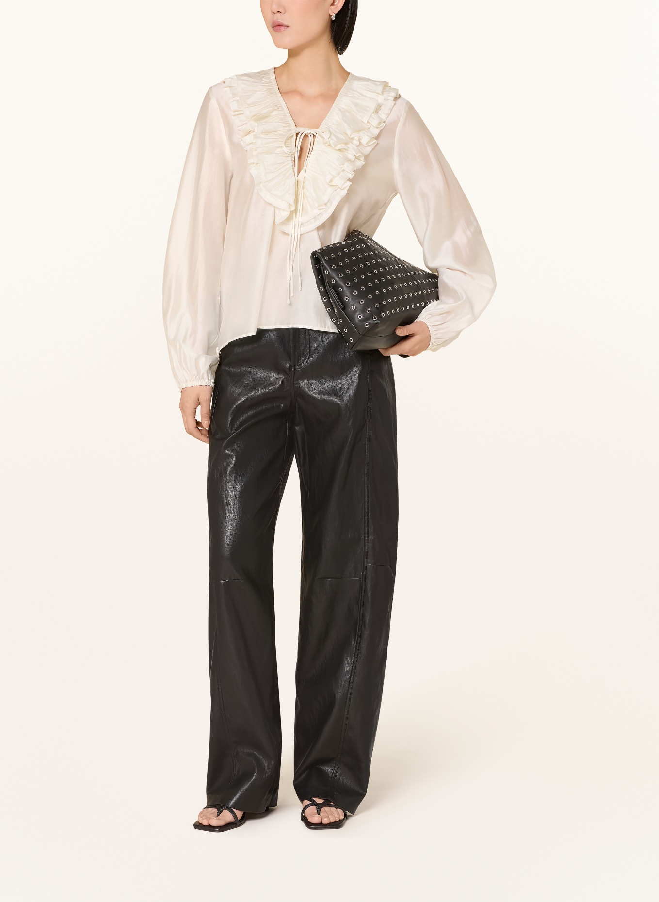 ELEH Chemisier à volants: CRÈME