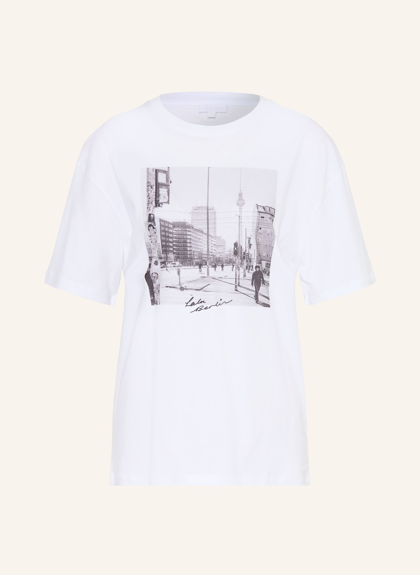 Lala Berlin T-shirt BERLIN: BLANC / GRIS FONCÉ / GRIS