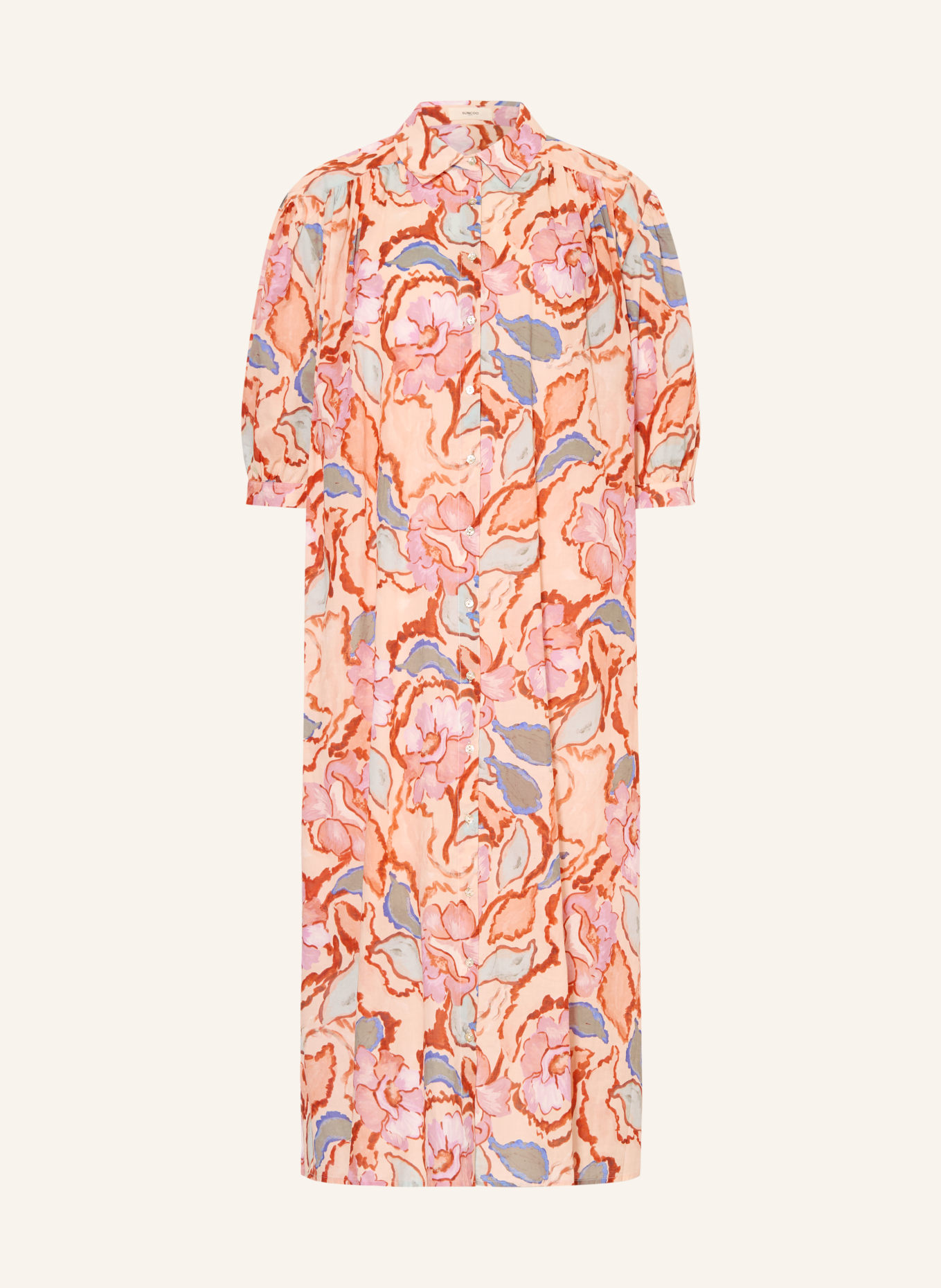 SUNCOO CADIX-overhemdjurk met 3/4-mouwen: LICHTORANJE / ROZE / BLAUW