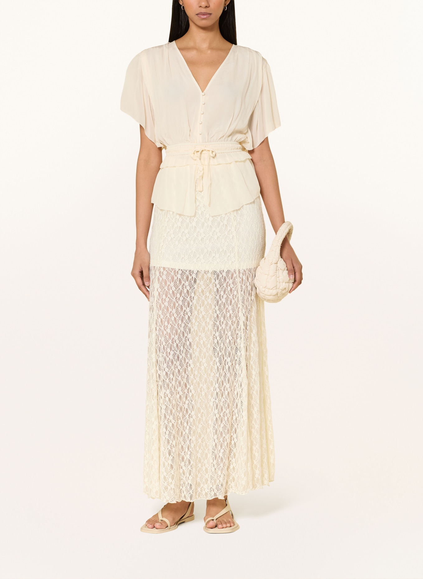 SUNCOO Blusenshirt LALIE mit Rüschen: CREME