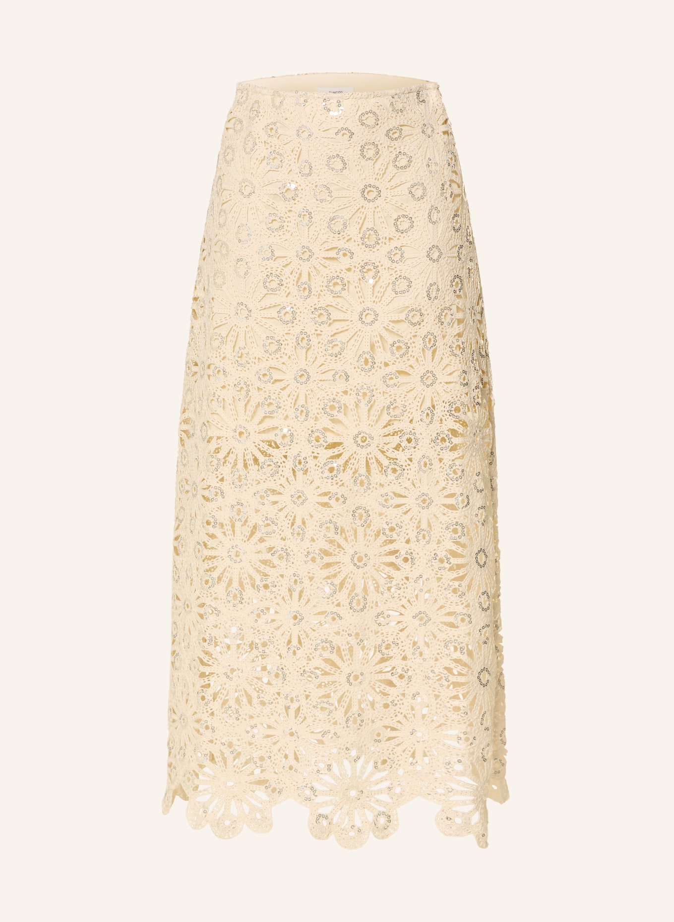 SUNCOO Spódnica szydełkowa FANNY z cekinami: BEŻOWY / SREBRNY