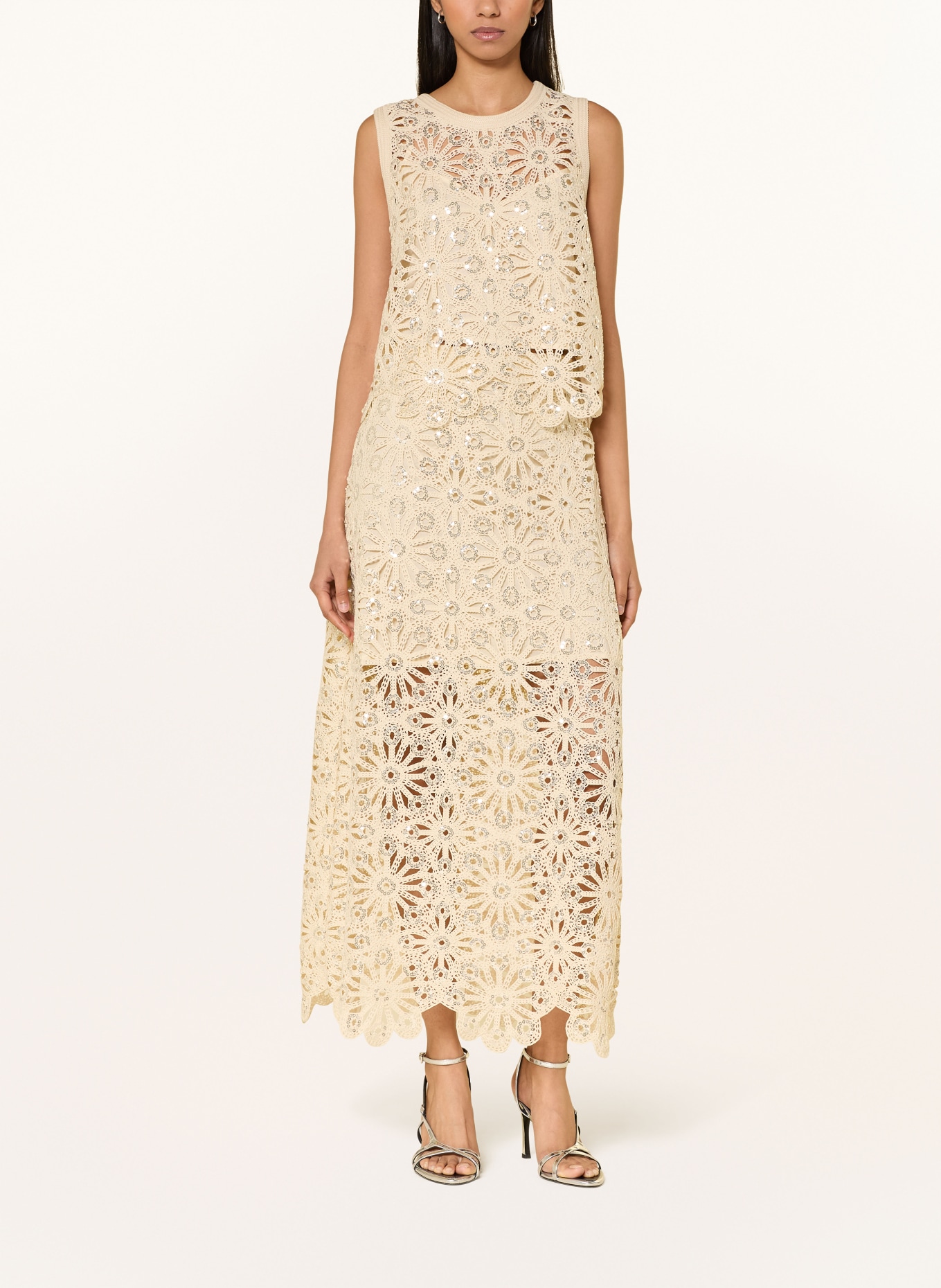 SUNCOO Häkeltop LOIS mit Pailletten: ECRU