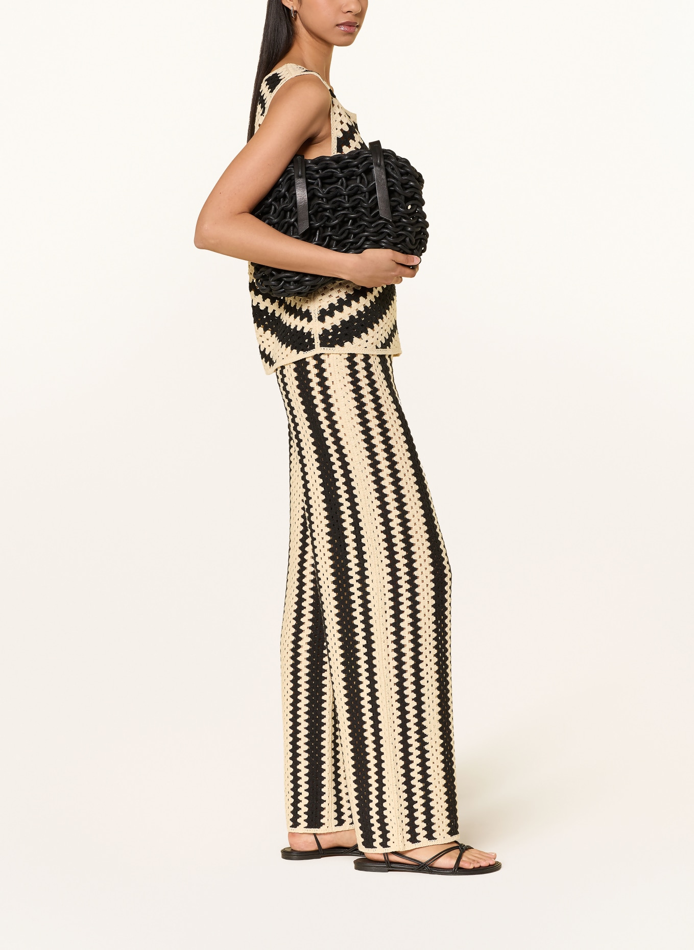 SUNCOO Häkelhose JEQUEL: SCHWARZ / CREME