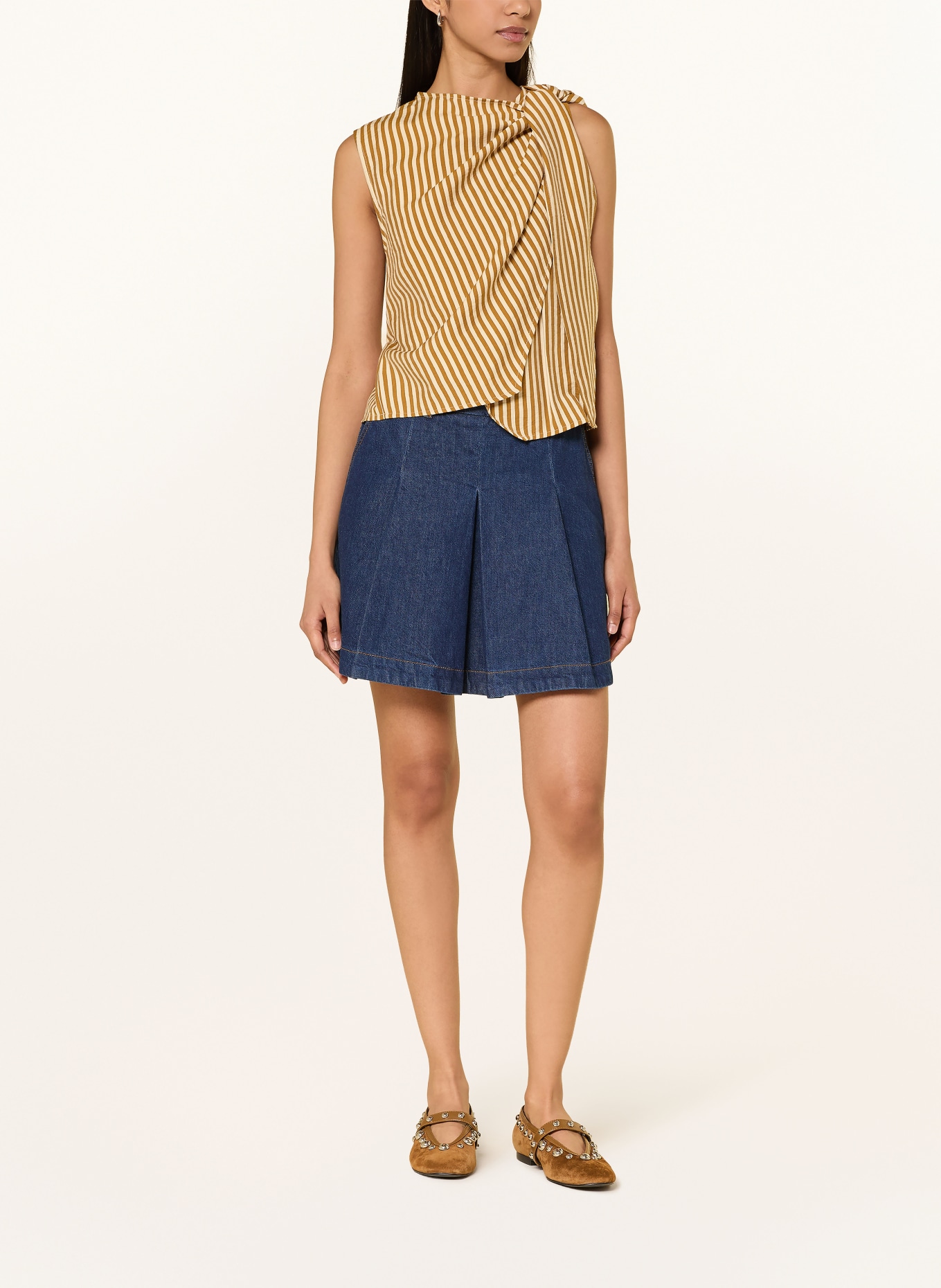 SUNCOO LISTO-blouse met wikkellook: LICHTBRUIN / CAMEL