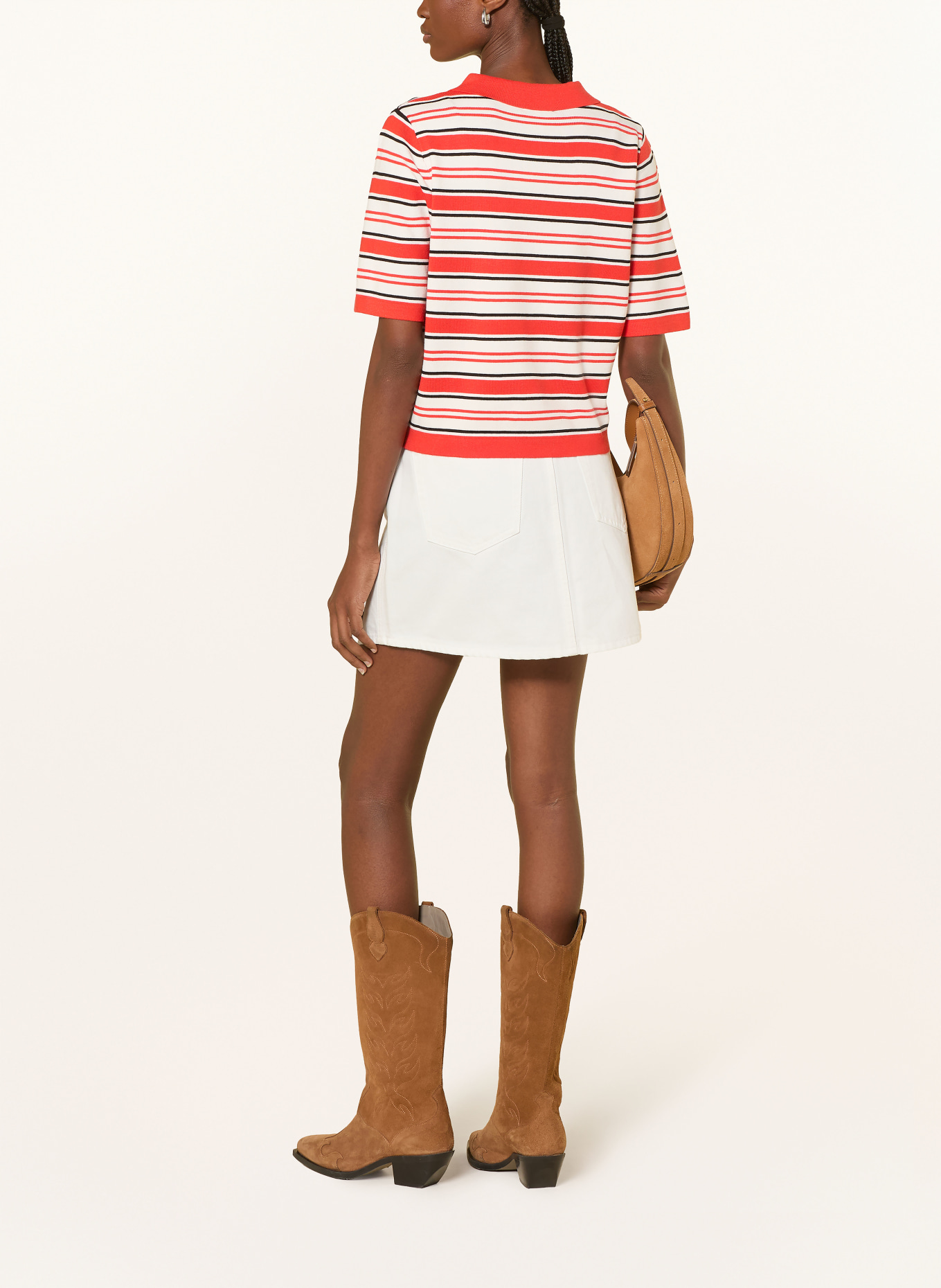 SUNCOO Polo en maille PAILLIS: ROUGE / BLANC / NOIR