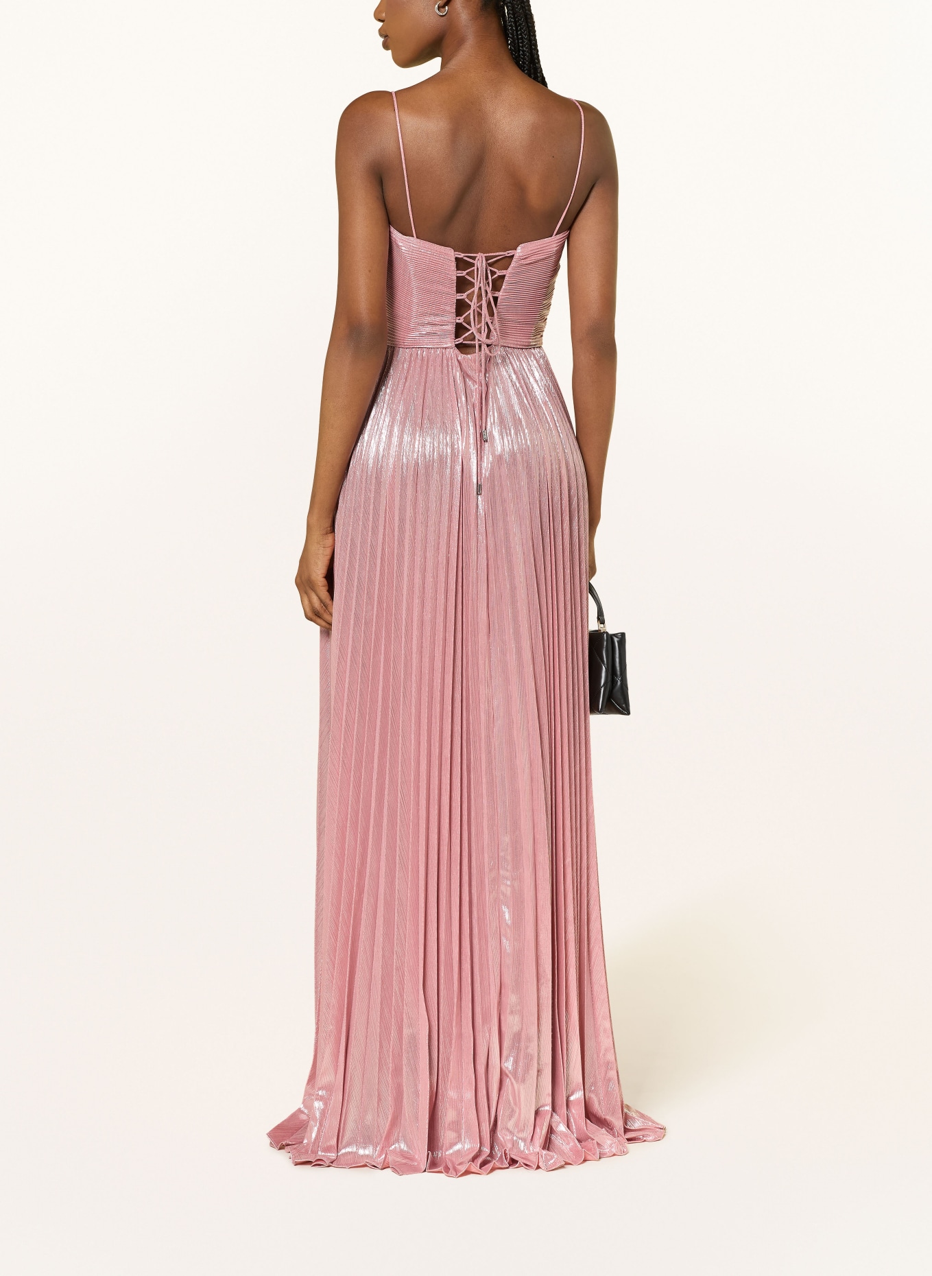 RETROFÊTE RHOSYN-avondjurk met plooien: ROZE