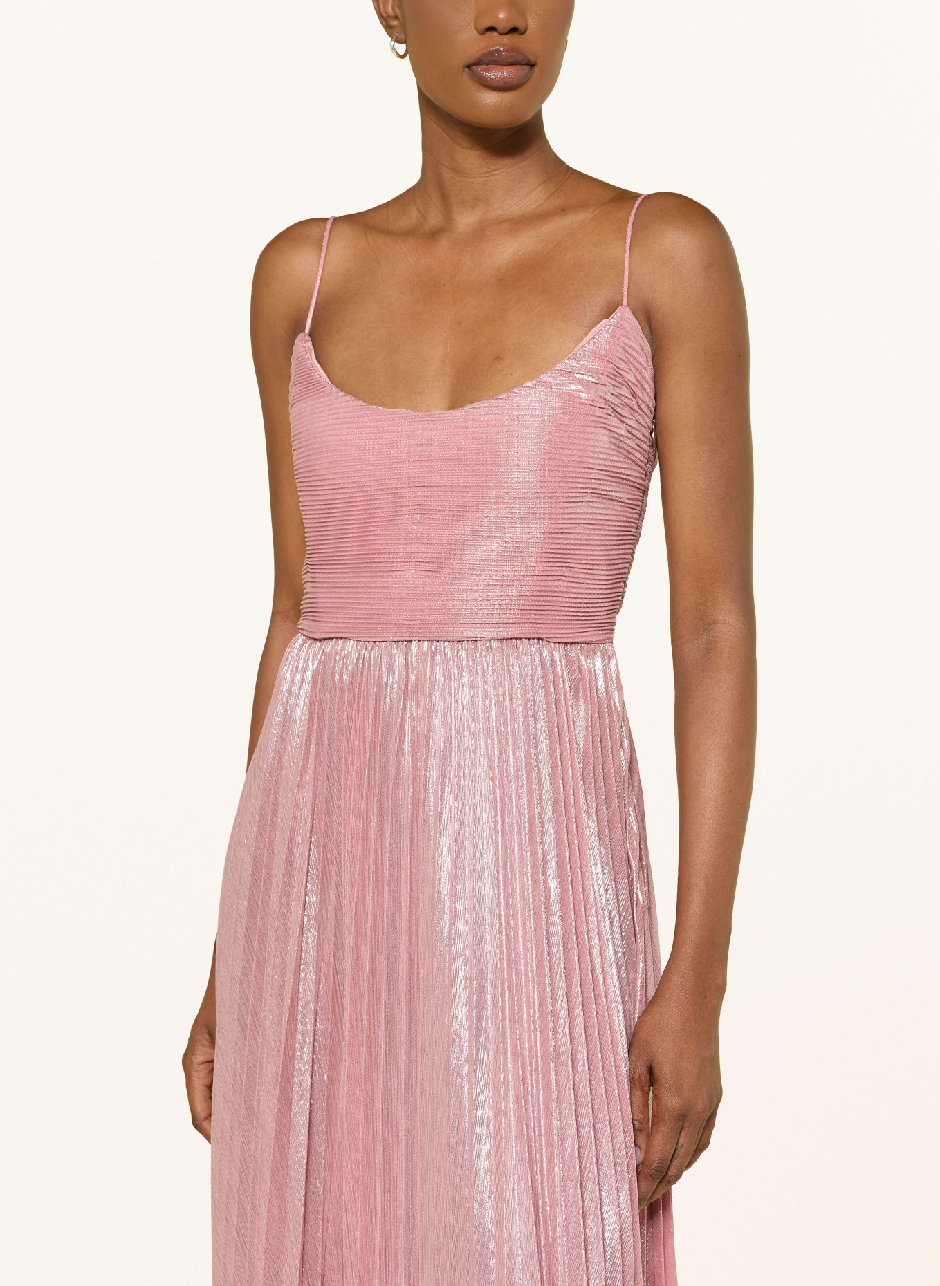 RETROFÊTE RHOSYN-avondjurk met plooien: ROZE