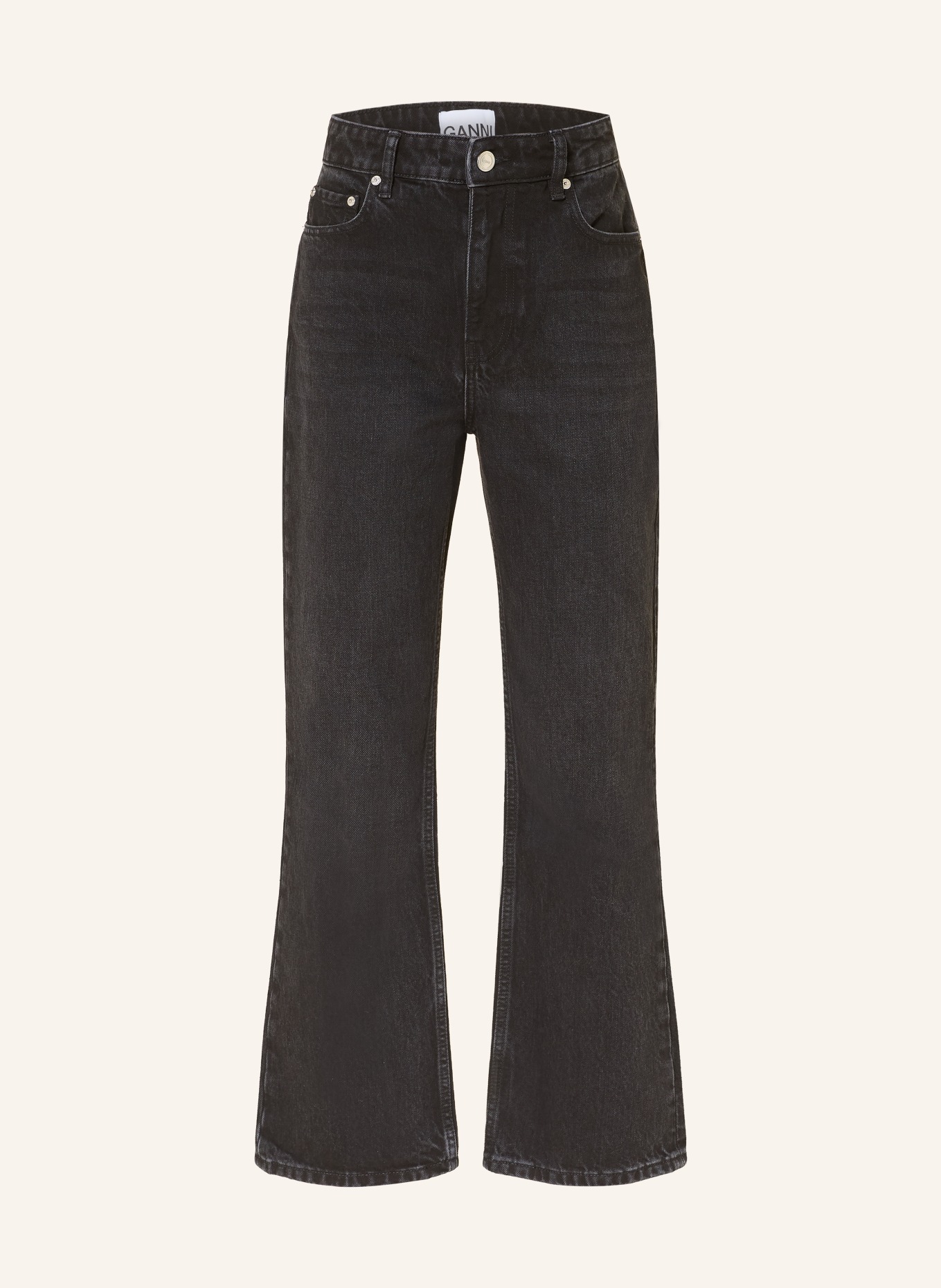 GANNI Džíny se širokými nohavicemi: 055 BLACK WASHED