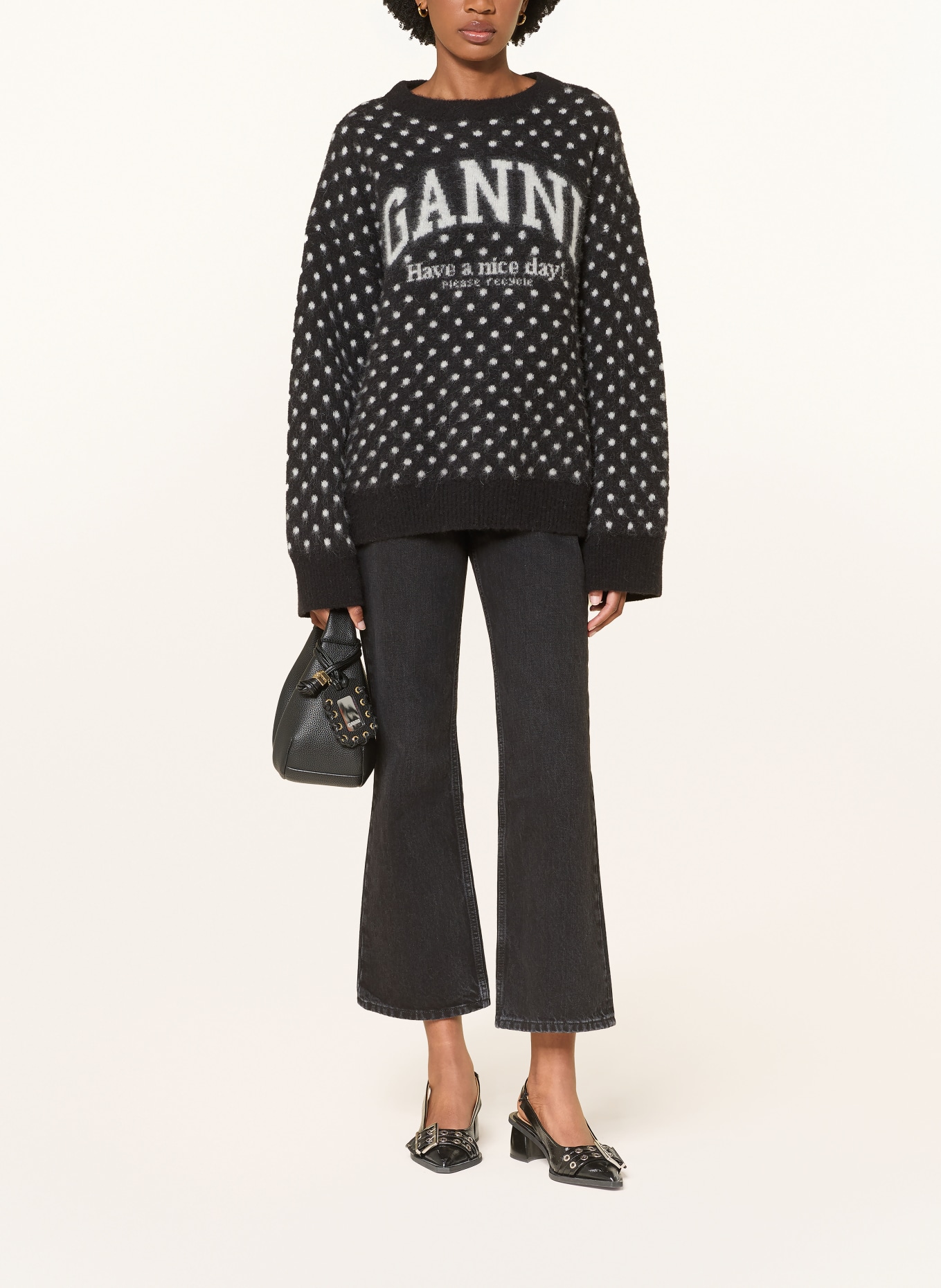 GANNI Džíny se širokými nohavicemi: 055 BLACK WASHED