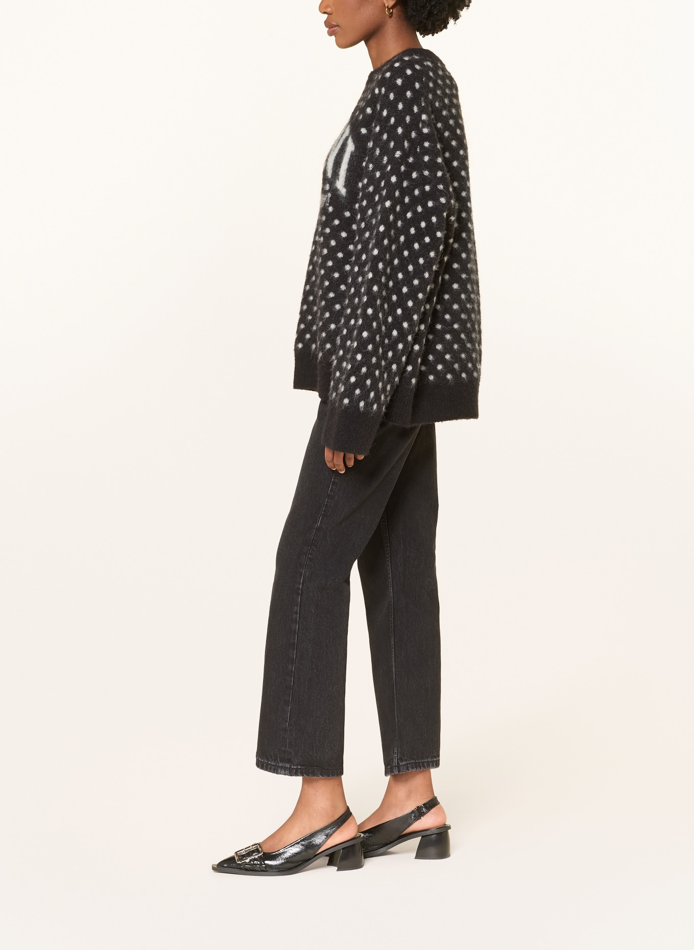 GANNI Džíny se širokými nohavicemi: 055 BLACK WASHED