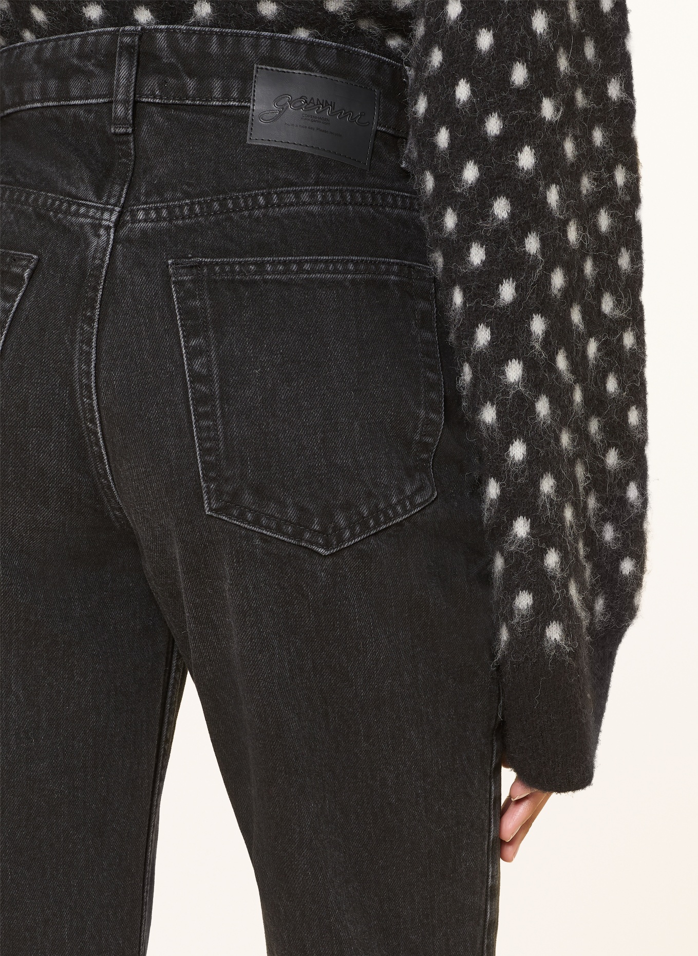 GANNI Džíny se širokými nohavicemi: 055 BLACK WASHED