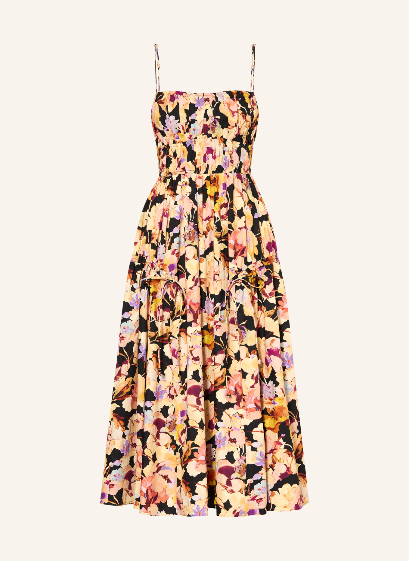 ULLA JOHNSON Kleid VIDRI: HELLGELB / LILA / SCHWARZ