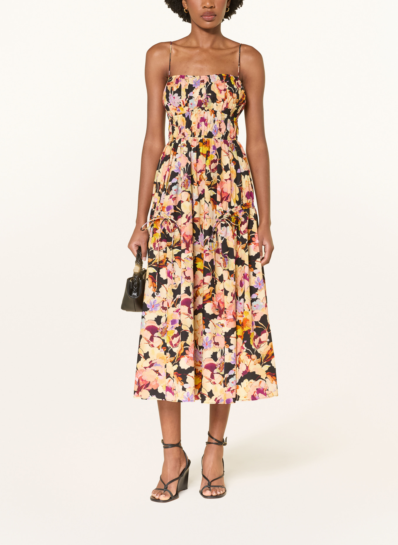 ULLA JOHNSON Kleid VIDRI: HELLGELB / LILA / SCHWARZ