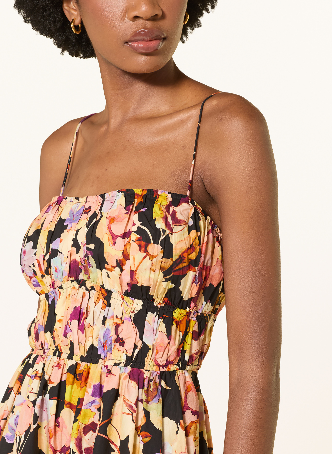 ULLA JOHNSON Kleid VIDRI: HELLGELB / LILA / SCHWARZ