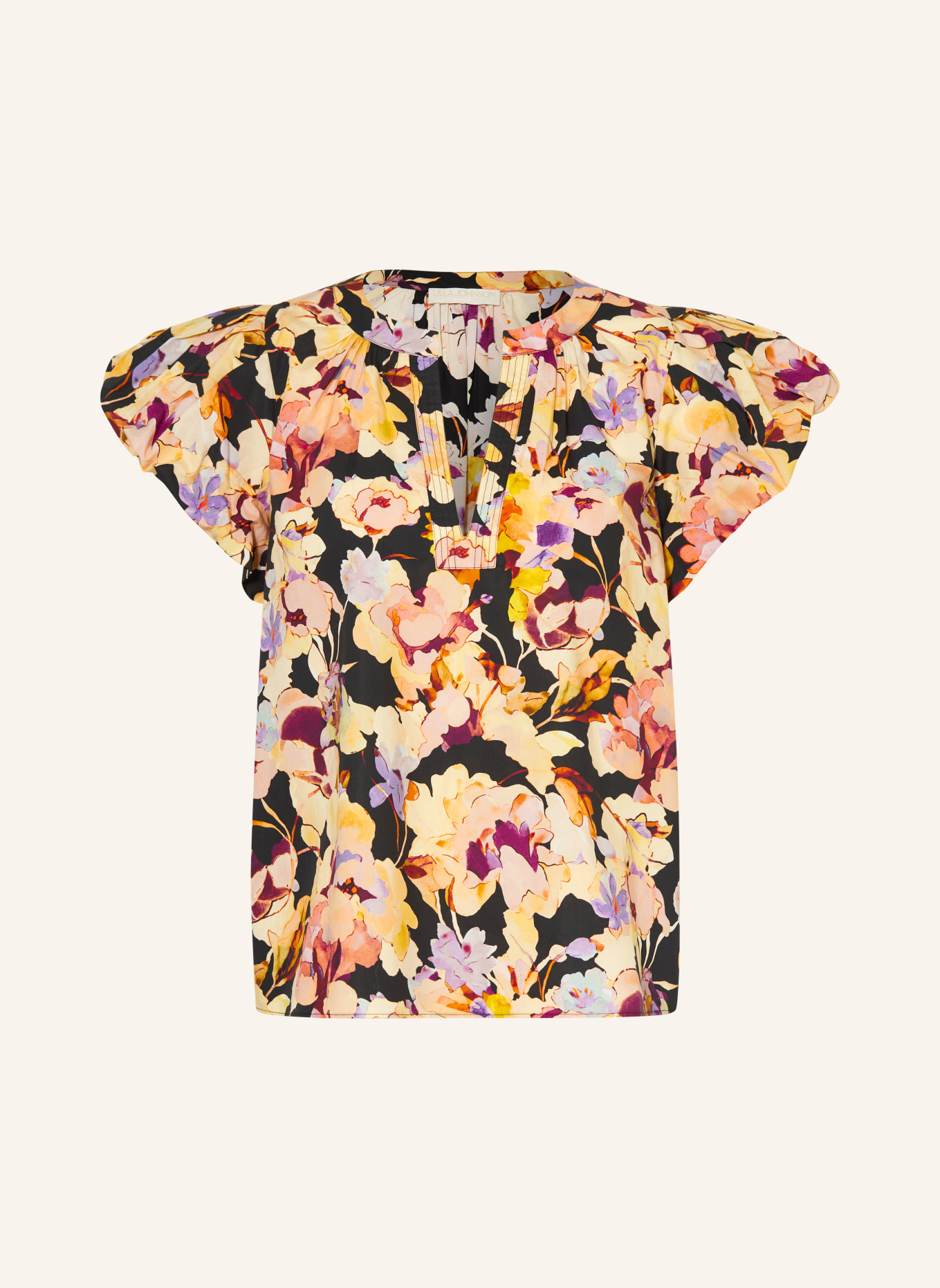 ULLA JOHNSON Blusenshirt ABRIL: HELLGELB / LILA / SCHWARZ