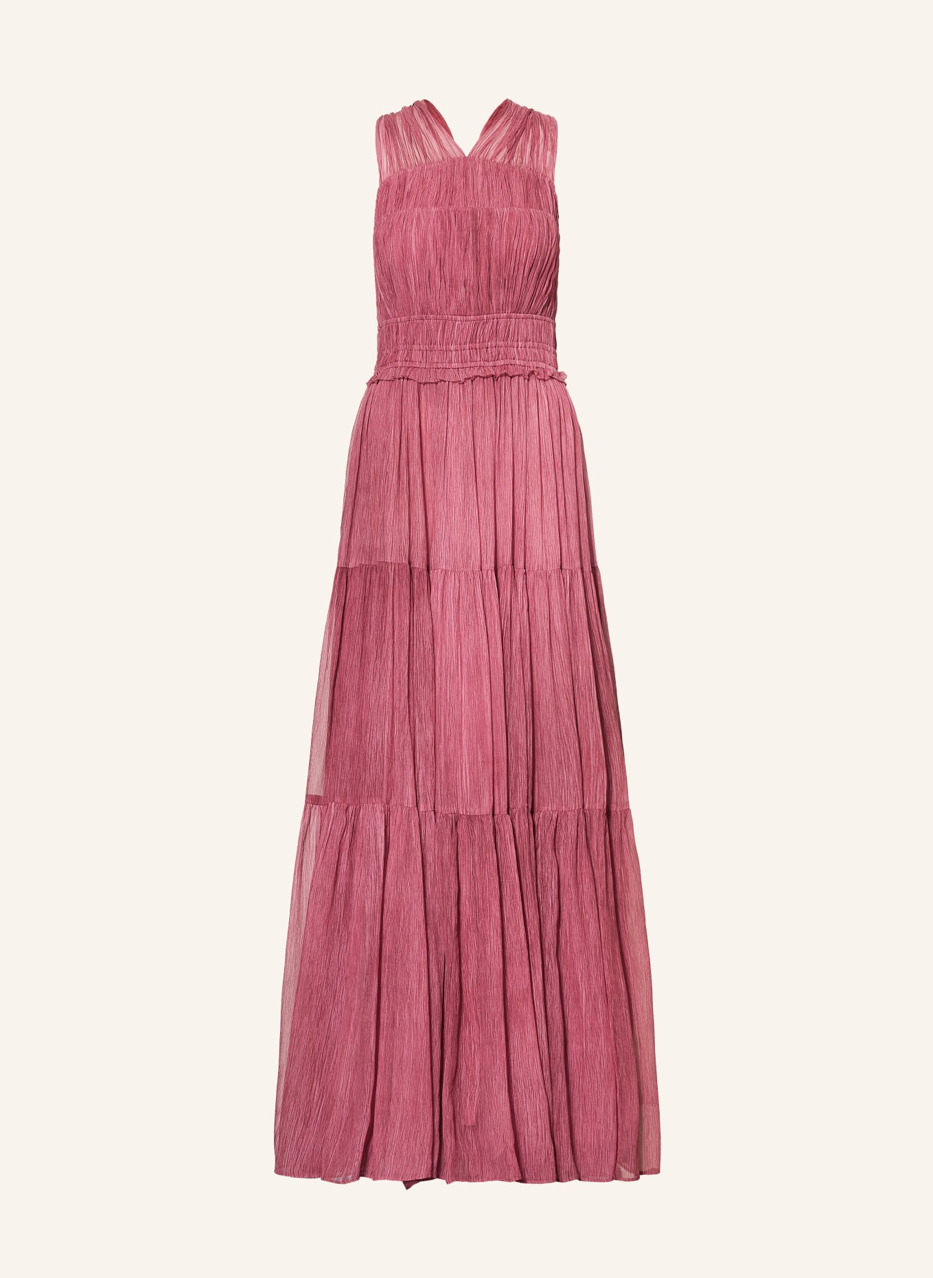 ULLA JOHNSON Seidenkleid FREESIA mit Plissees: FUCHSIA