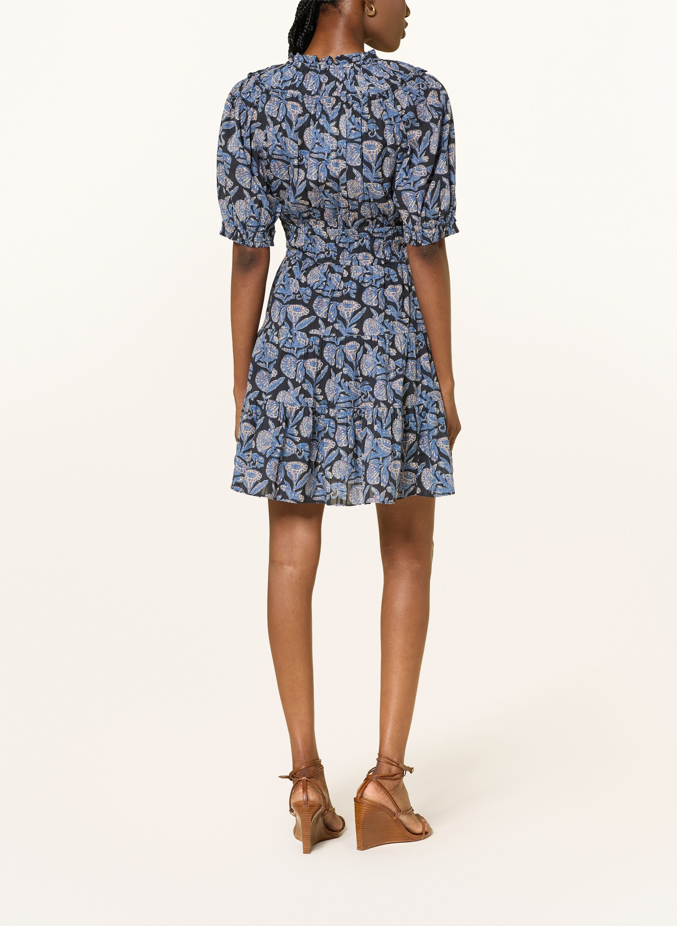 ULLA JOHNSON Sukienka SOFFIA: GRANATOWY / KREMOWY / NIEBIESKI