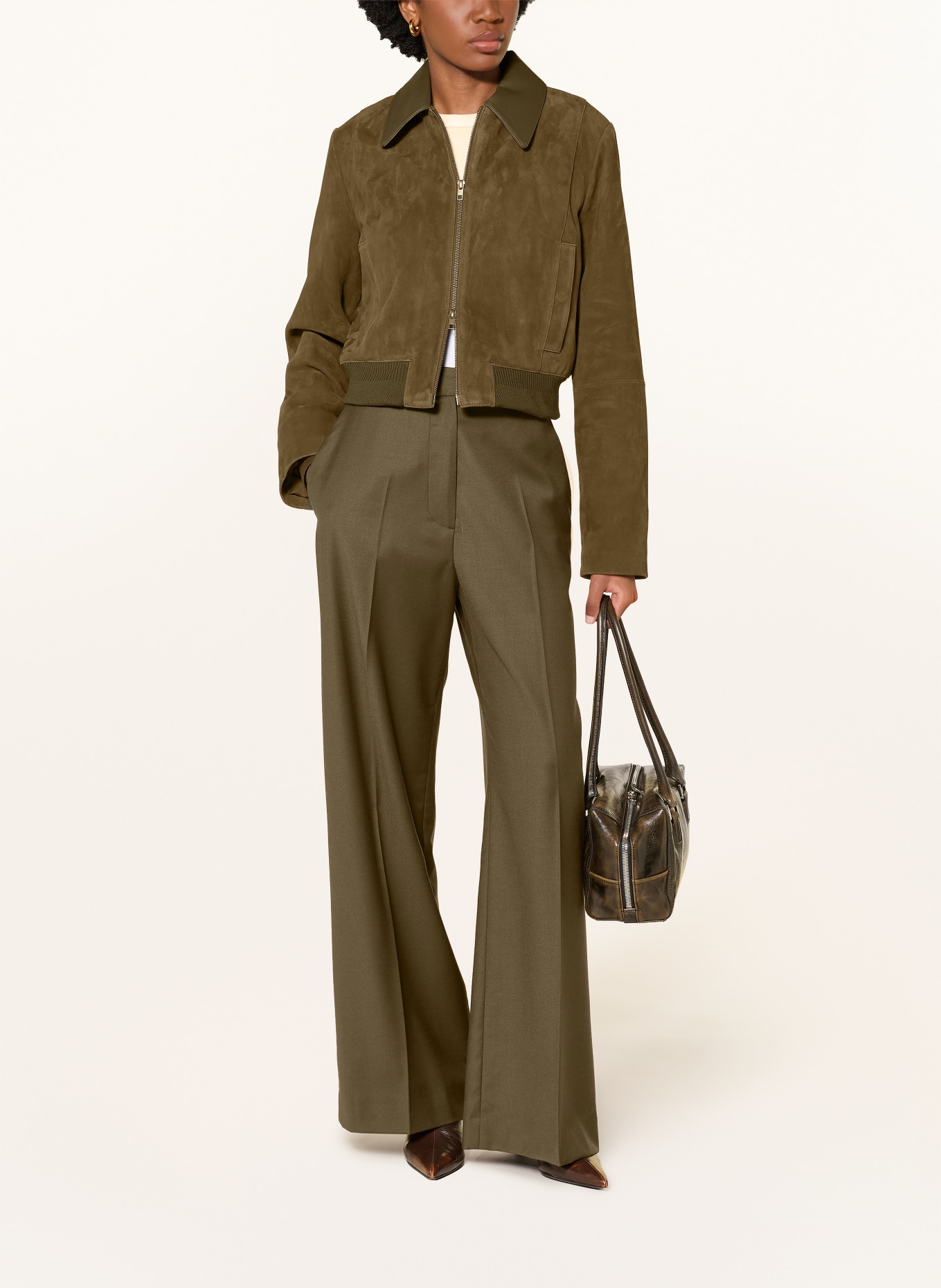 VINCE Lederblouson: TAUPE
