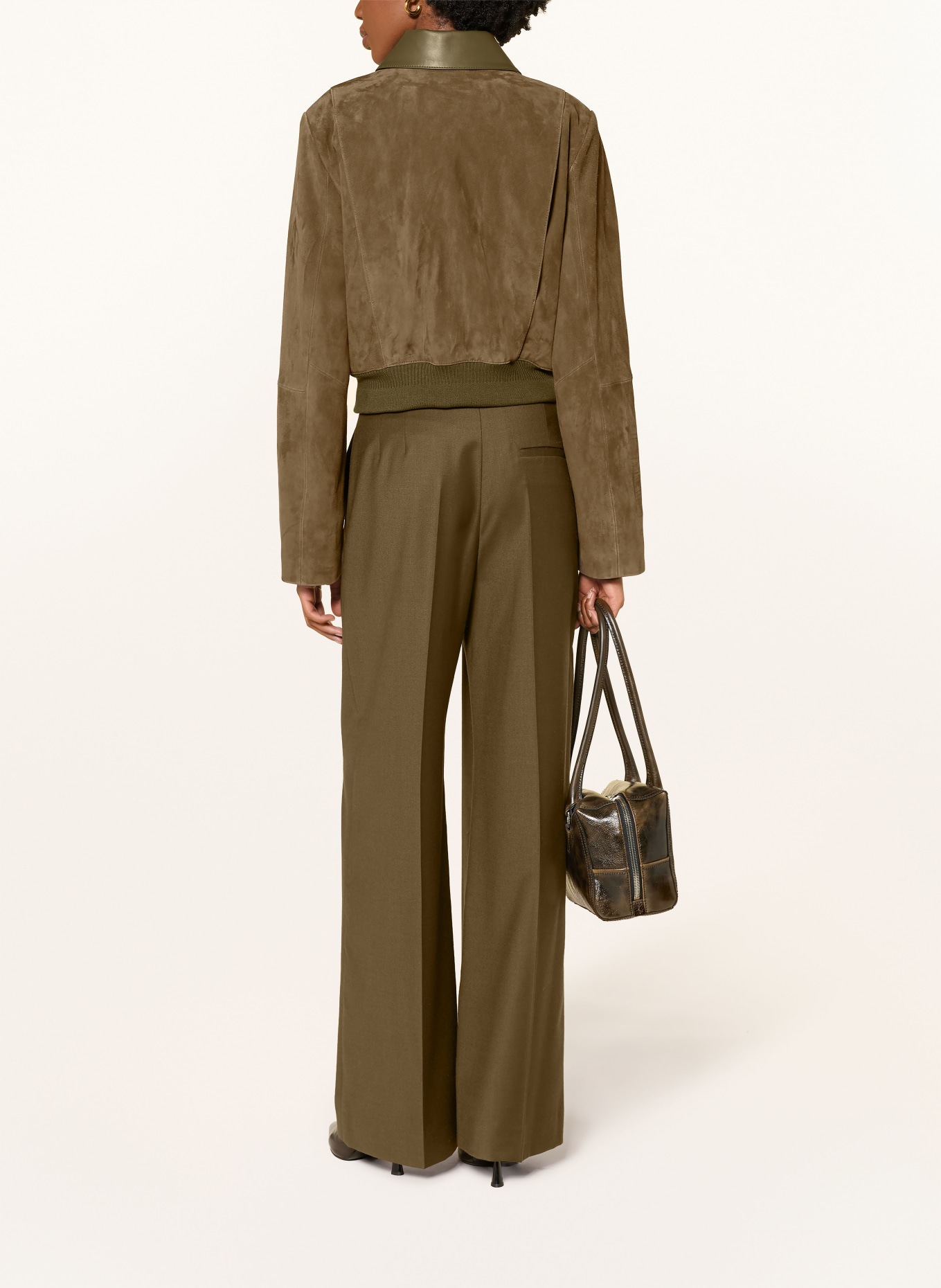 VINCE Lederblouson: TAUPE