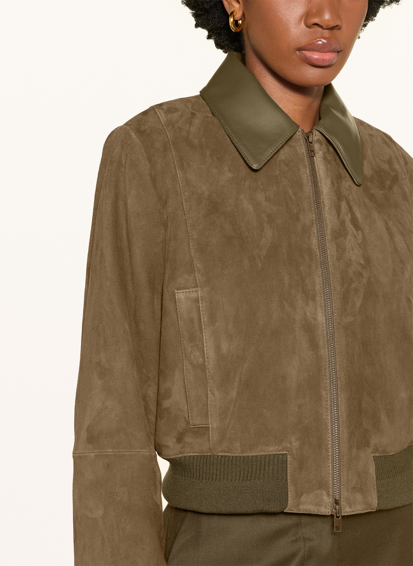 VINCE Lederblouson: TAUPE