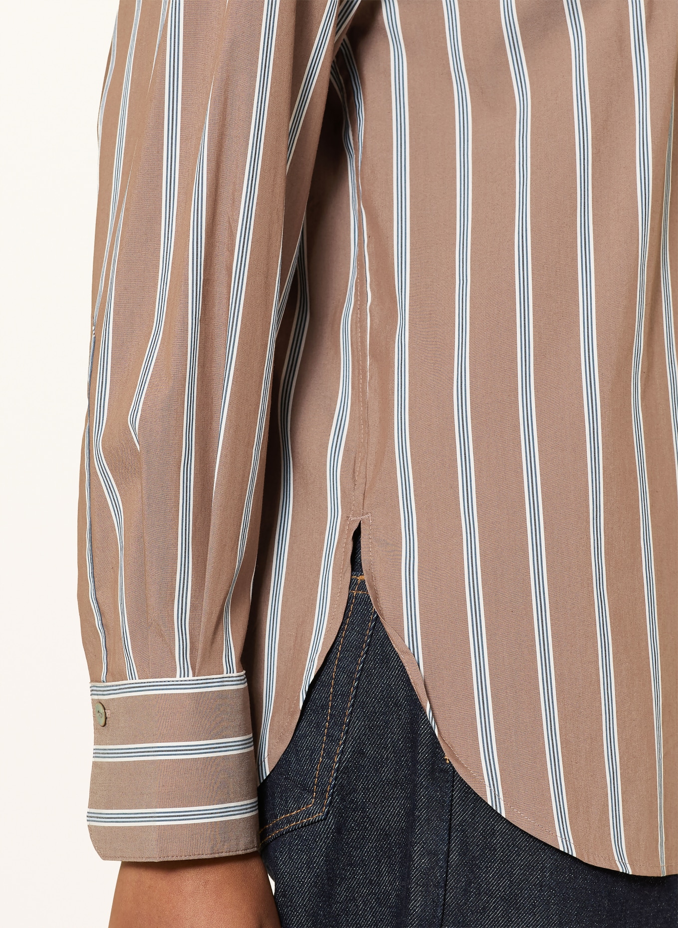 VINCE Hemdbluse: BRAUN / HELLBLAU / SCHWARZ