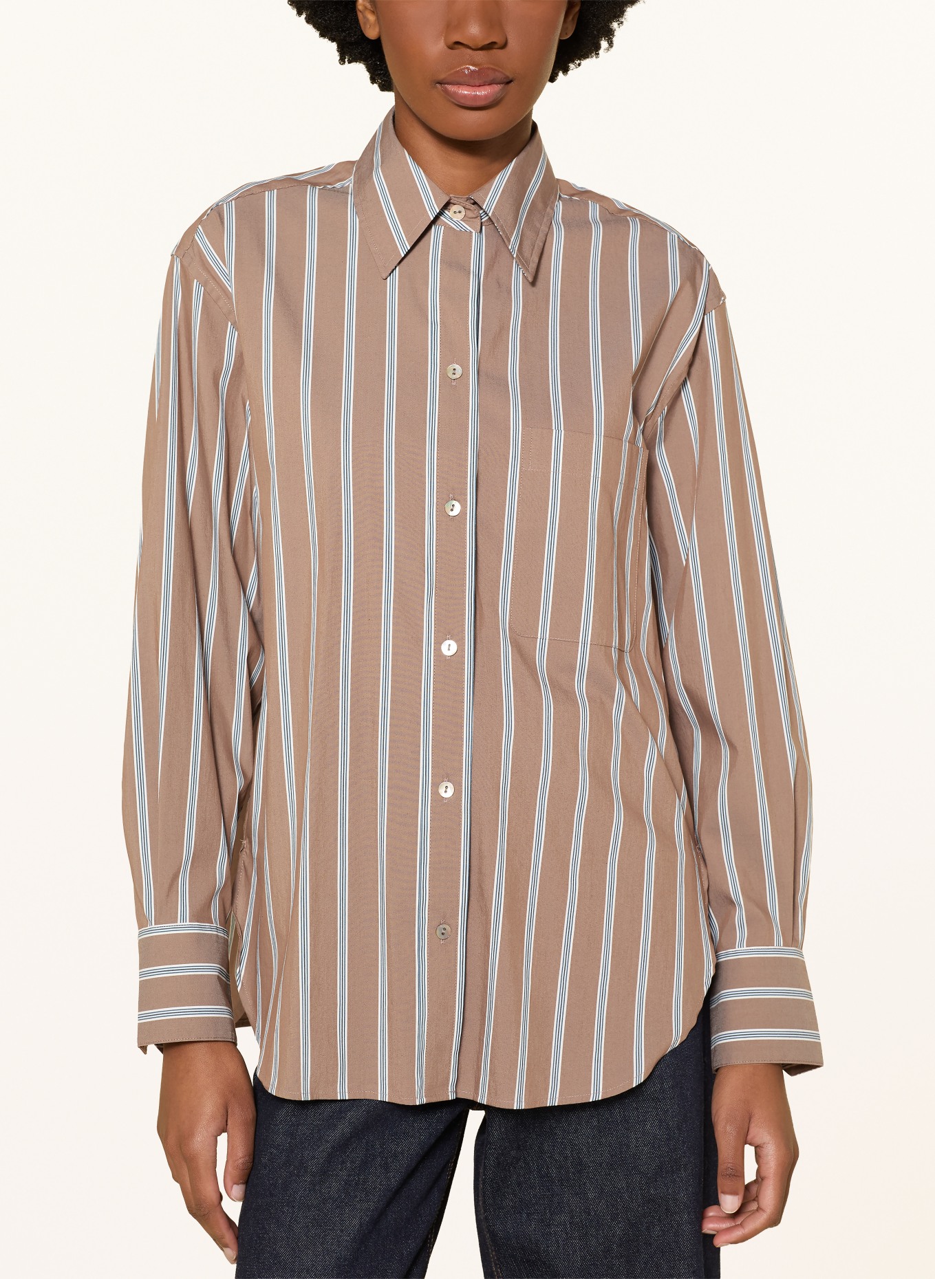 VINCE Hemdbluse: BRAUN / HELLBLAU / SCHWARZ