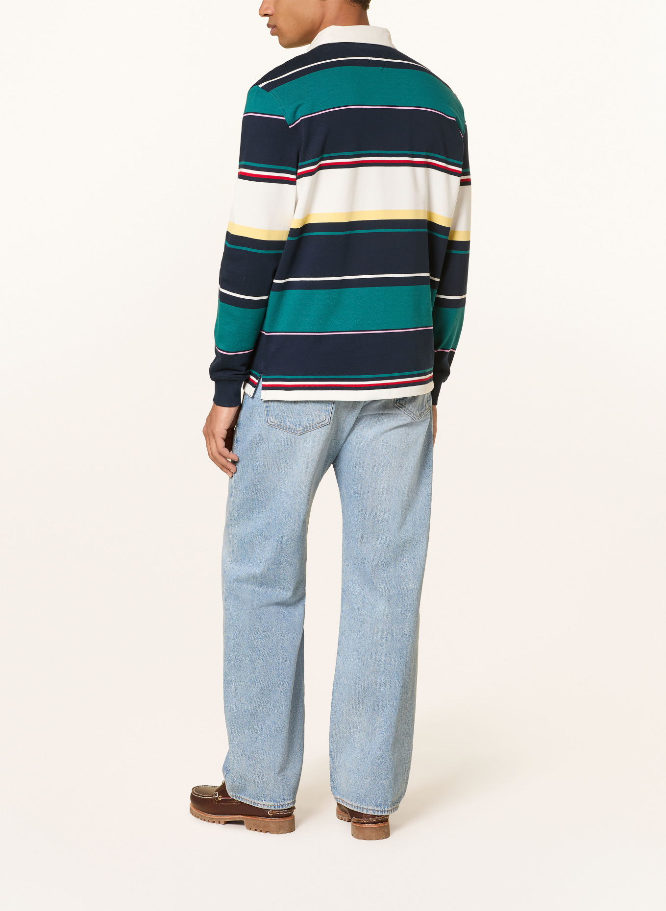 TOMMY JEANS Rugbyshirt: DUNKELBLAU / PETROL / WEISS