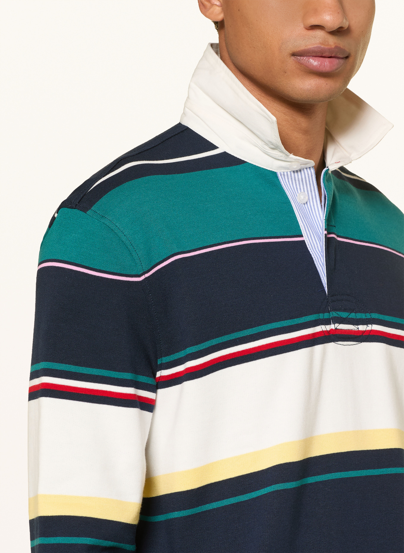TOMMY JEANS Rugbyshirt: DUNKELBLAU / PETROL / WEISS