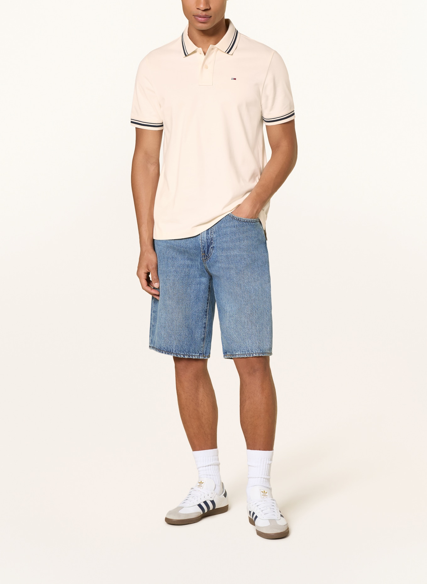 TOMMY JEANS Polo en jersey: ÉCRU / BLEU FONCÉ