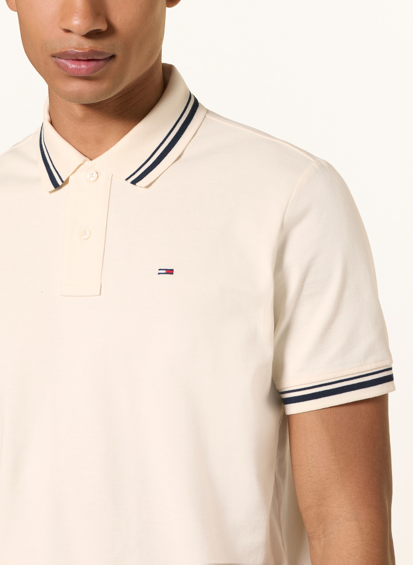 TOMMY JEANS Polo en jersey: ÉCRU / BLEU FONCÉ