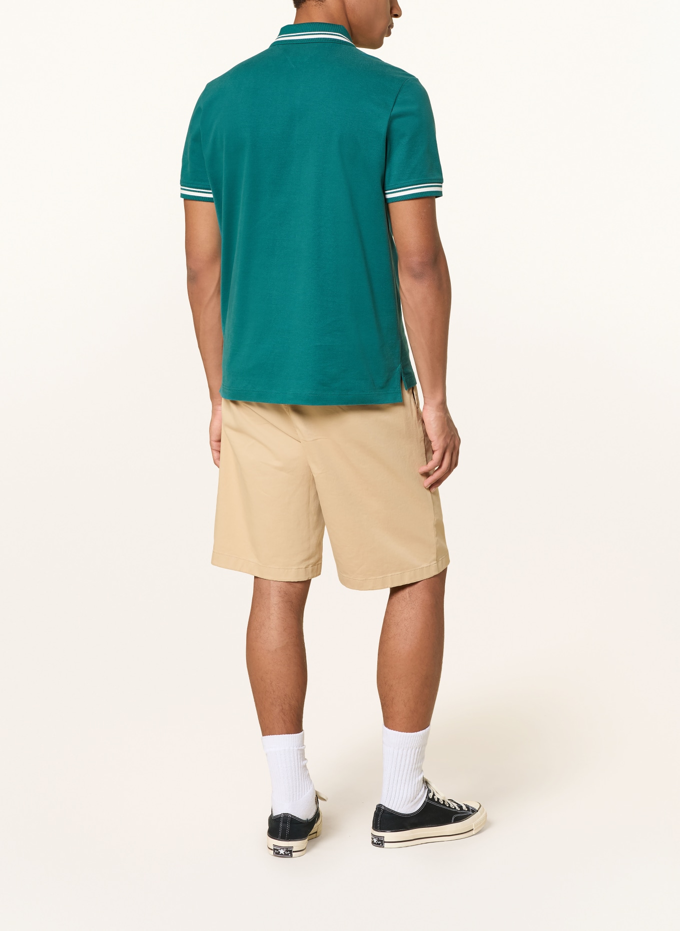 TOMMY JEANS Jersey-Poloshirt: PETROL / WEISS