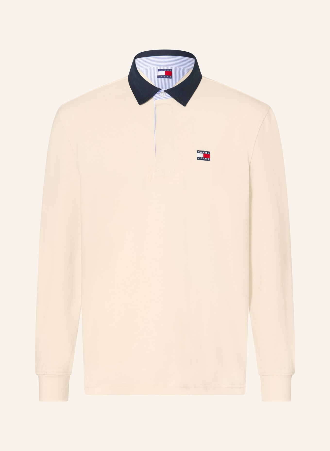 TOMMY JEANS Rugbyshirt: ECRU / DUNKELBLAU