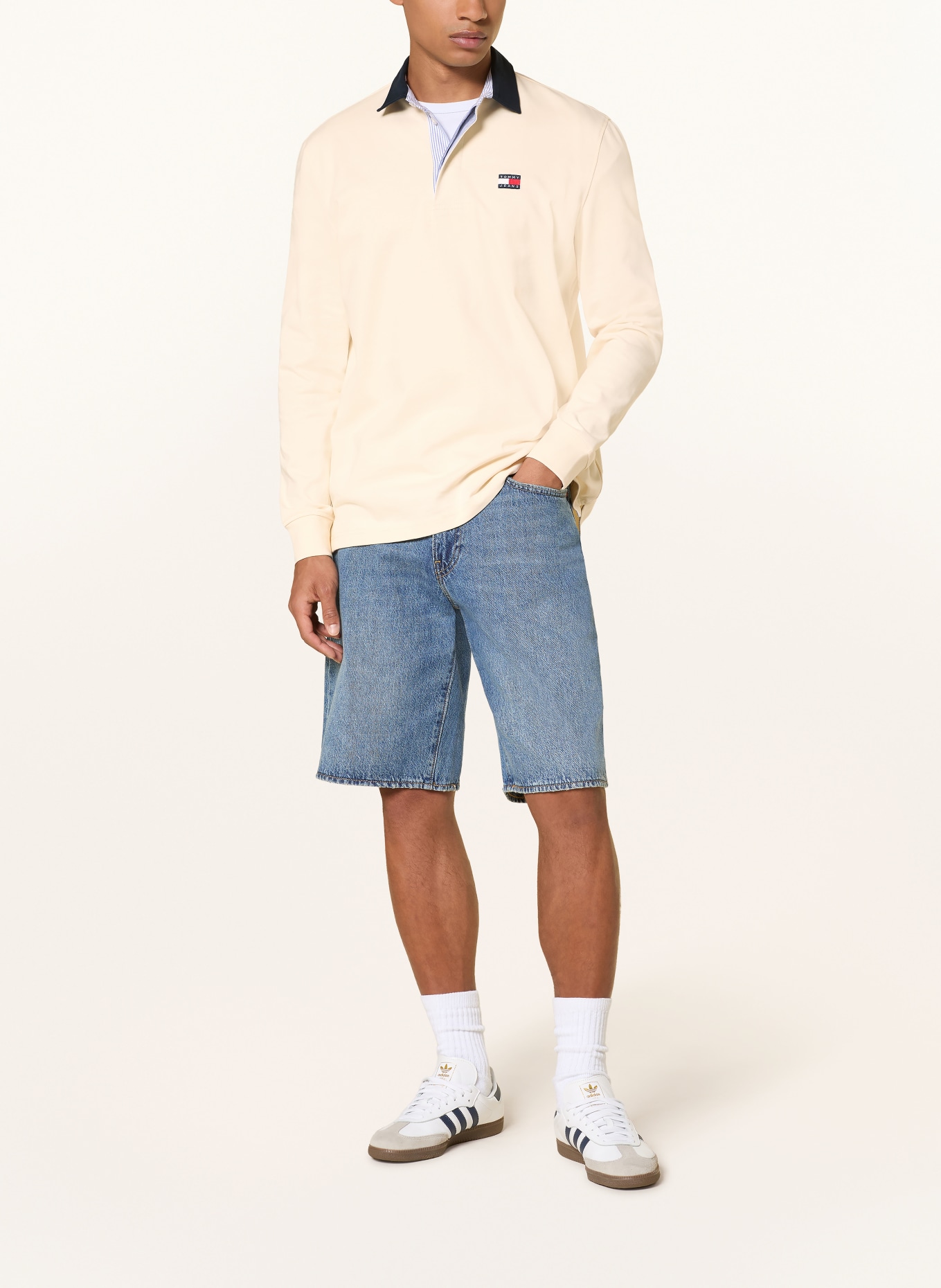 TOMMY JEANS Rugbyshirt: ECRU / DUNKELBLAU