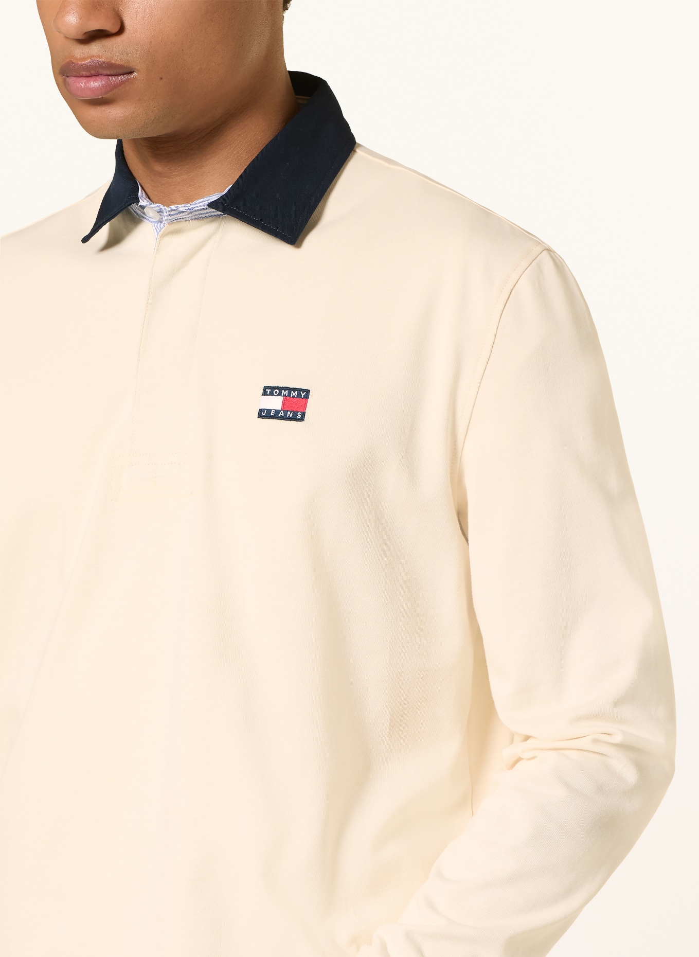 TOMMY JEANS Rugbyshirt: ECRU / DUNKELBLAU