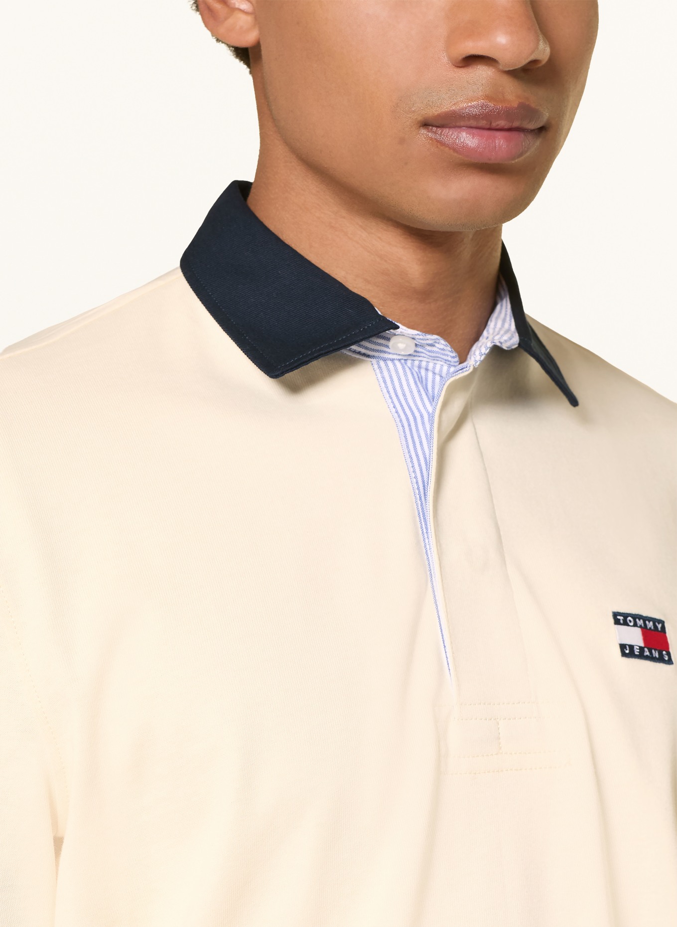 TOMMY JEANS Rugbyshirt: ECRU / DUNKELBLAU