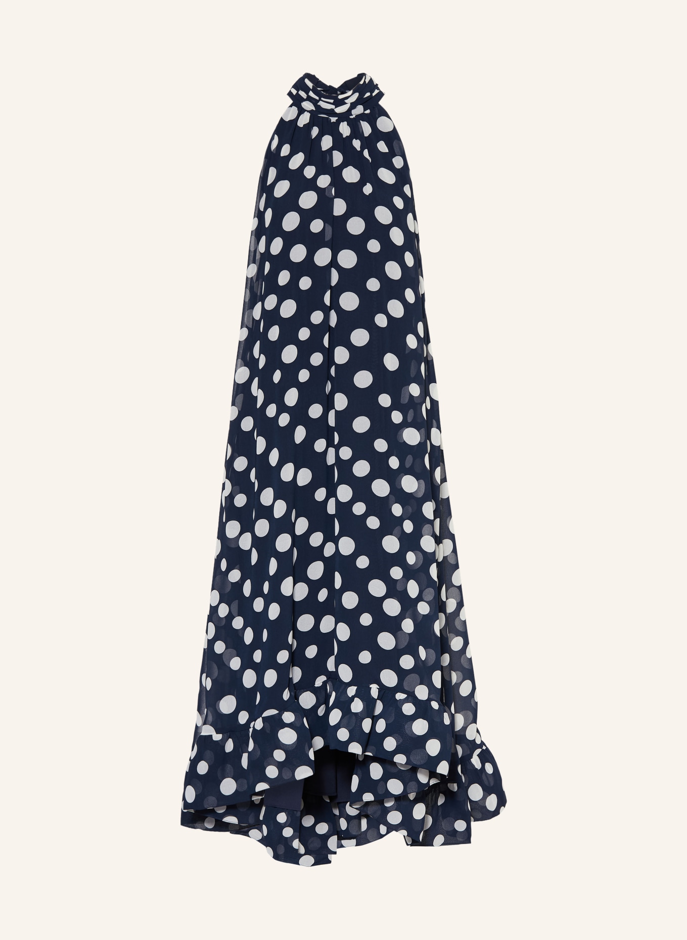 APART Robe de soirée à volants: BLEU FONCÉ / BLANC