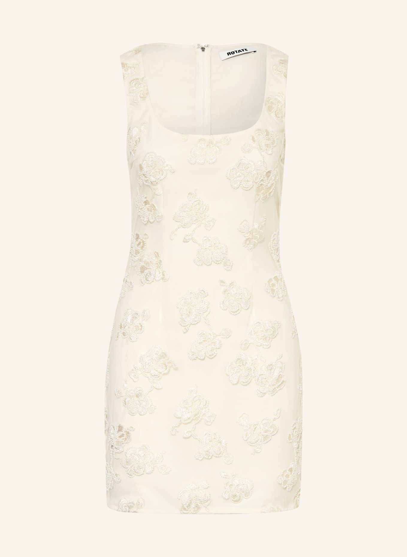ROTATE Cocktailjurk van mesh met strass-steentjes: CRÈME