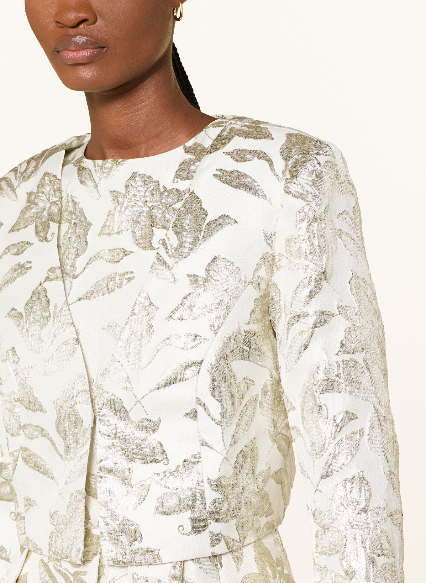 APART Boléro jacquard à manches 3/4: ÉCRU / OR