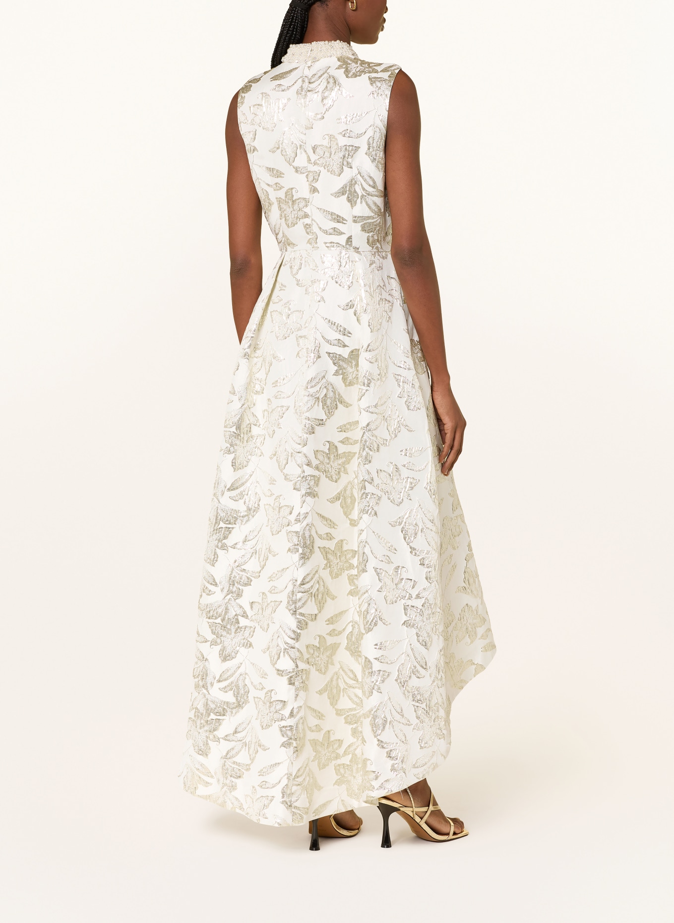 APART Cocktailkleid mit Schmuckperlen und Glitzergarn: CREME / GOLD