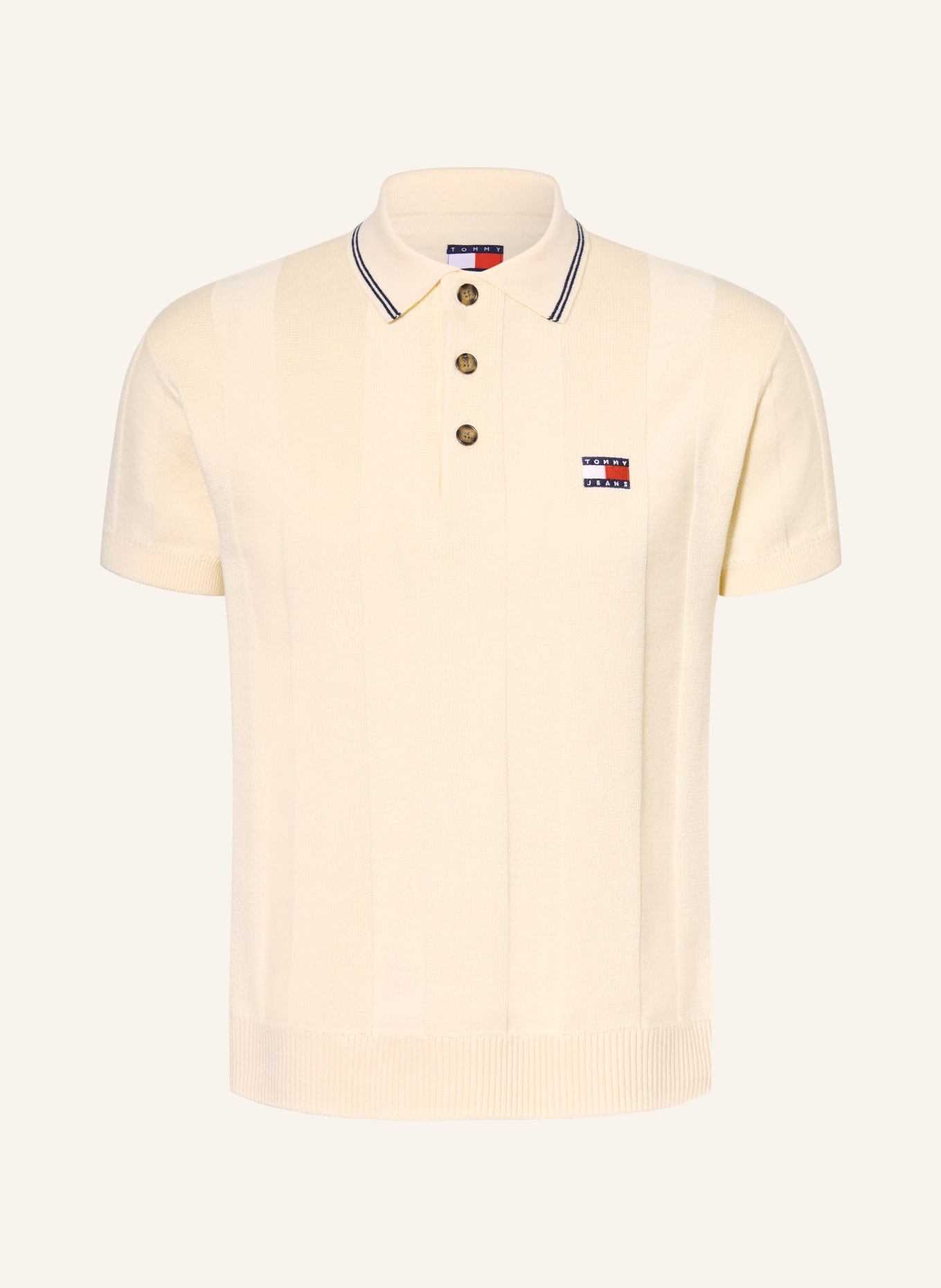 TOMMY JEANS Polo en maille: CRÈME / BLEU FONCÉ