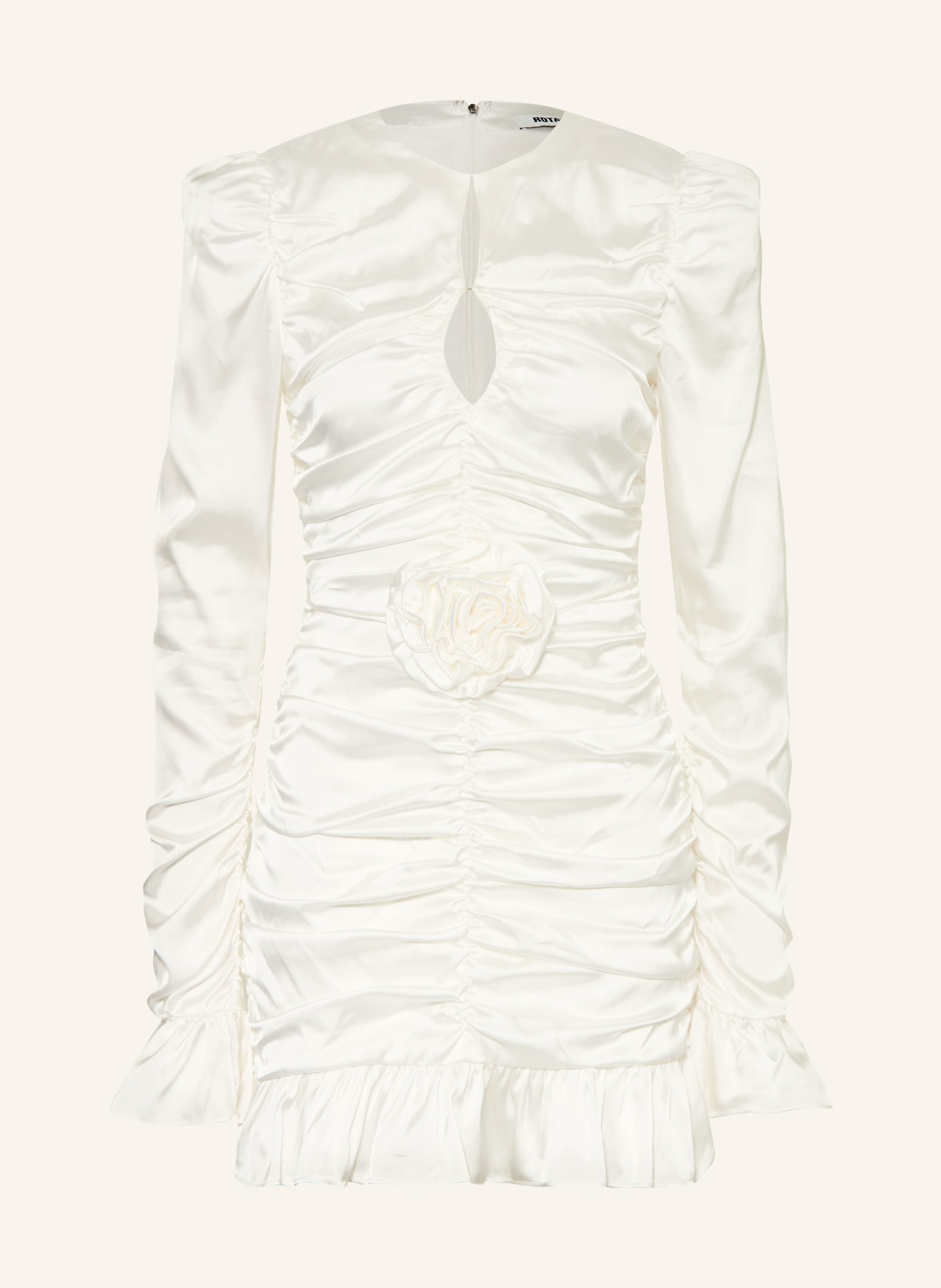 ROTATE Satijnen cocktailjurk met ruches: ECRU