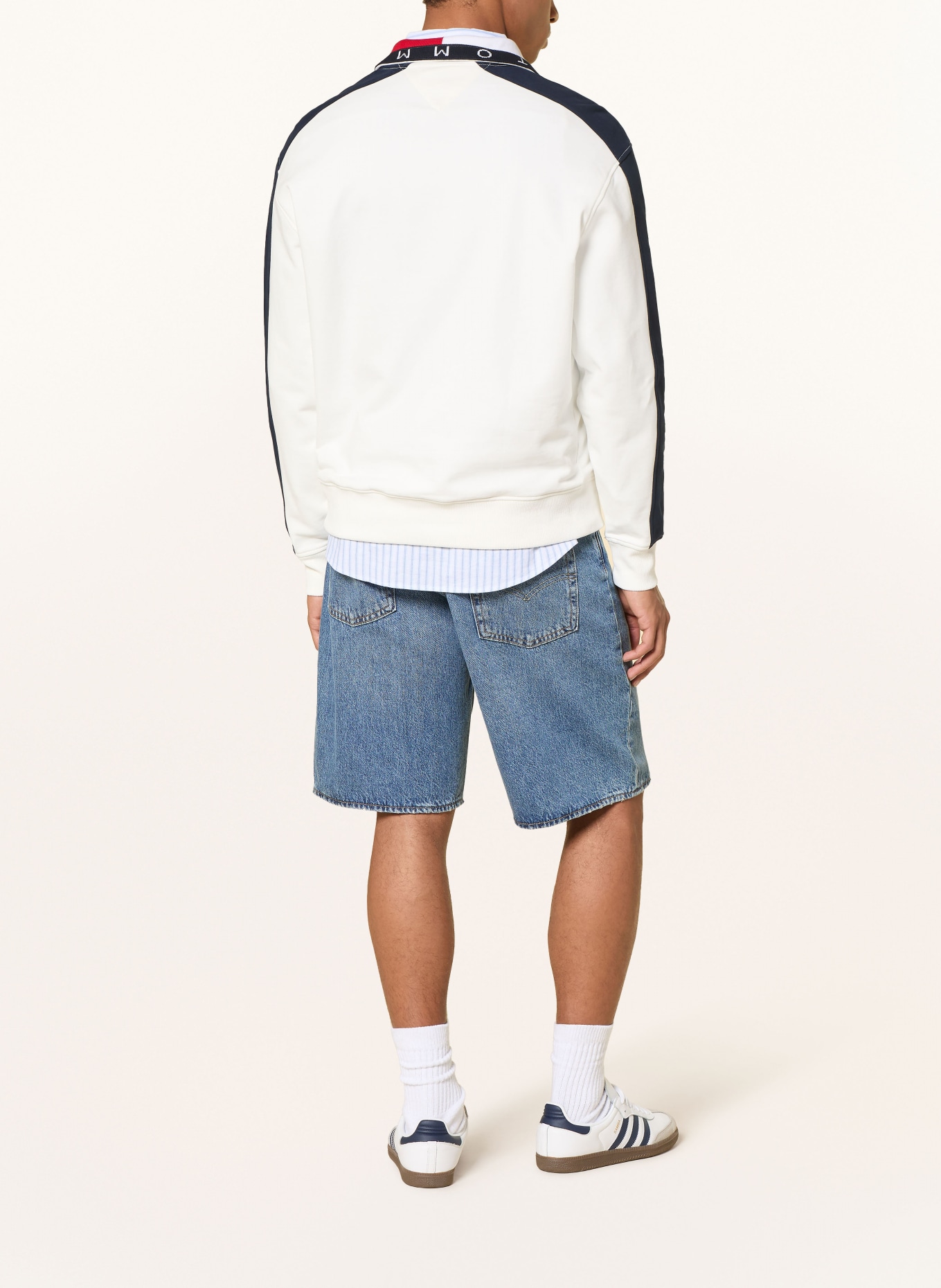 TOMMY JEANS Sweat-Troyer: ECRU / ROT / DUNKELBLAU