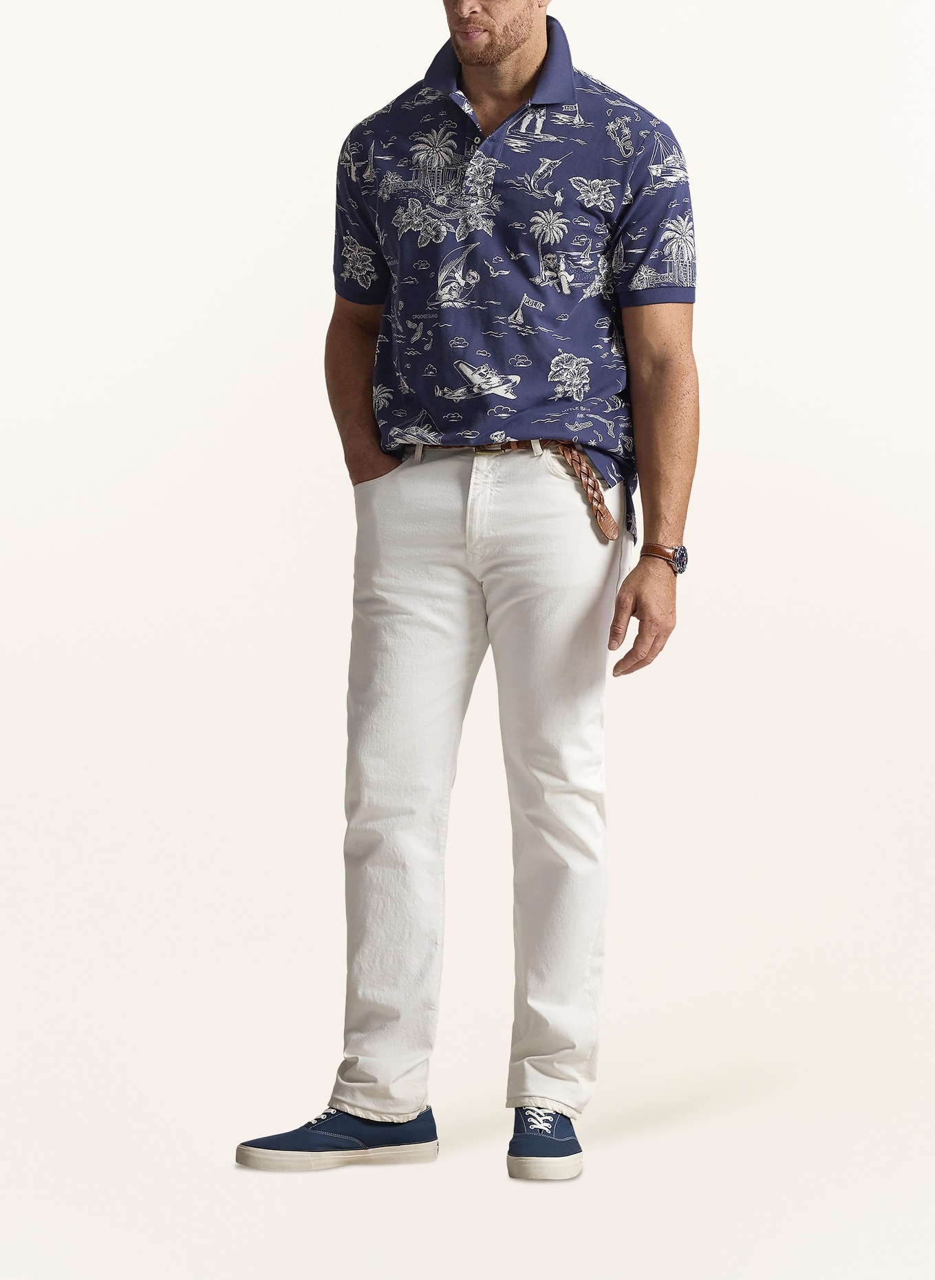 POLO RALPH LAUREN Big & Tall Polo en tricot: BLEU / CRÈME