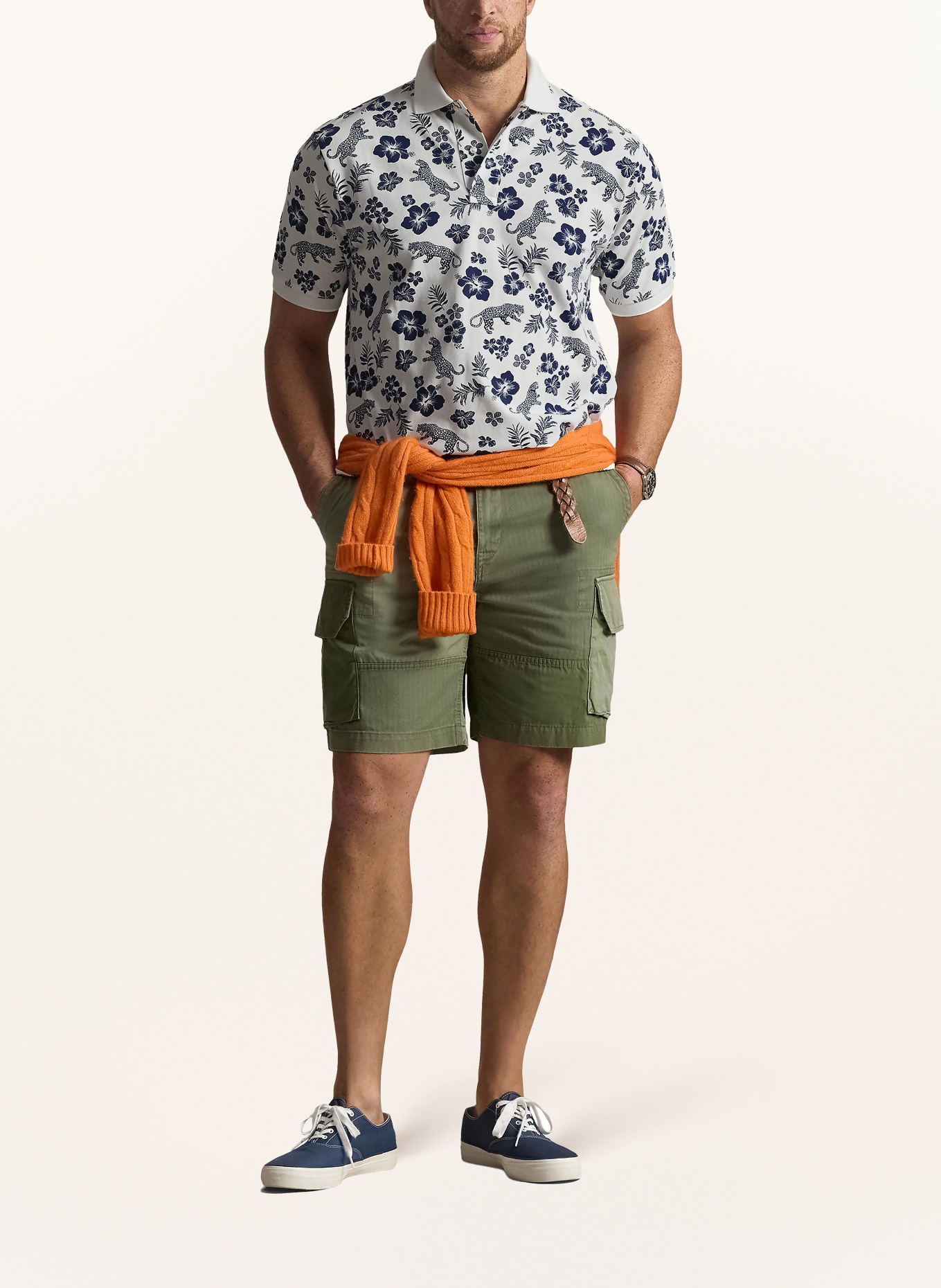 POLO RALPH LAUREN Big & Tall Polo piqué: BLANC / BLEU FONCÉ