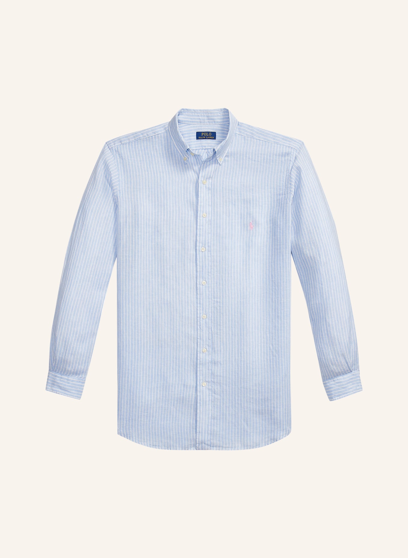 POLO RALPH LAUREN Big & Tall Leinenhemd: HELLBLAU / WEISS