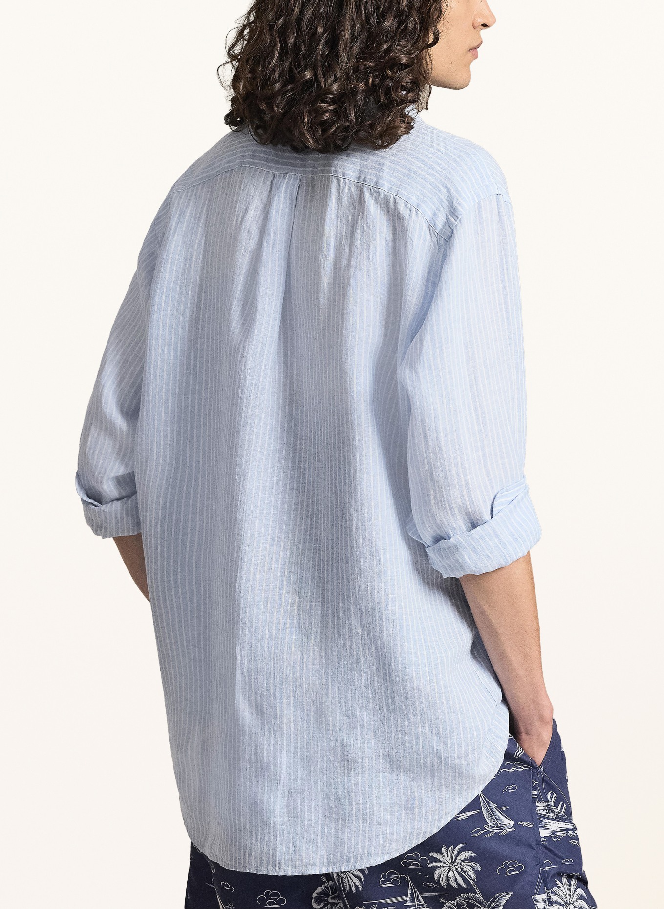 POLO RALPH LAUREN Big & Tall Leinenhemd: HELLBLAU / WEISS