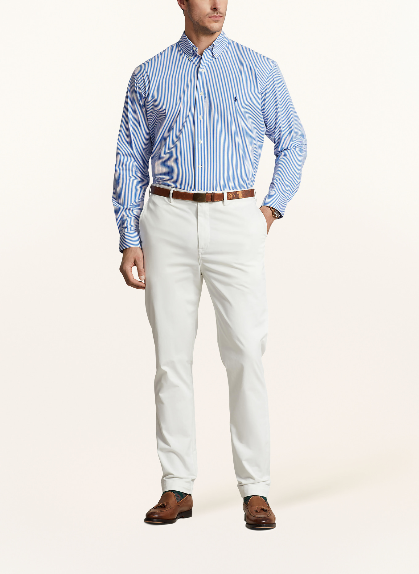 POLO RALPH LAUREN Big & Tall Hemd: HELLBLAU / WEISS